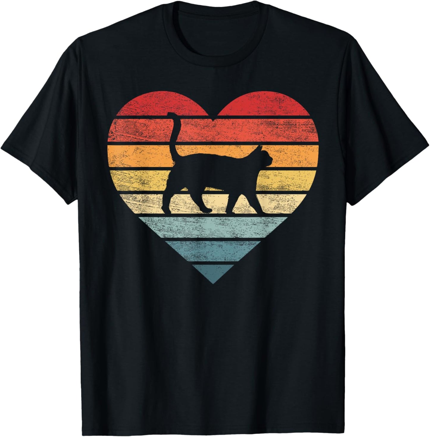 Cat Lover Gifts Vintage Pet Owner Kitty Heart Silhouette T-Shirt