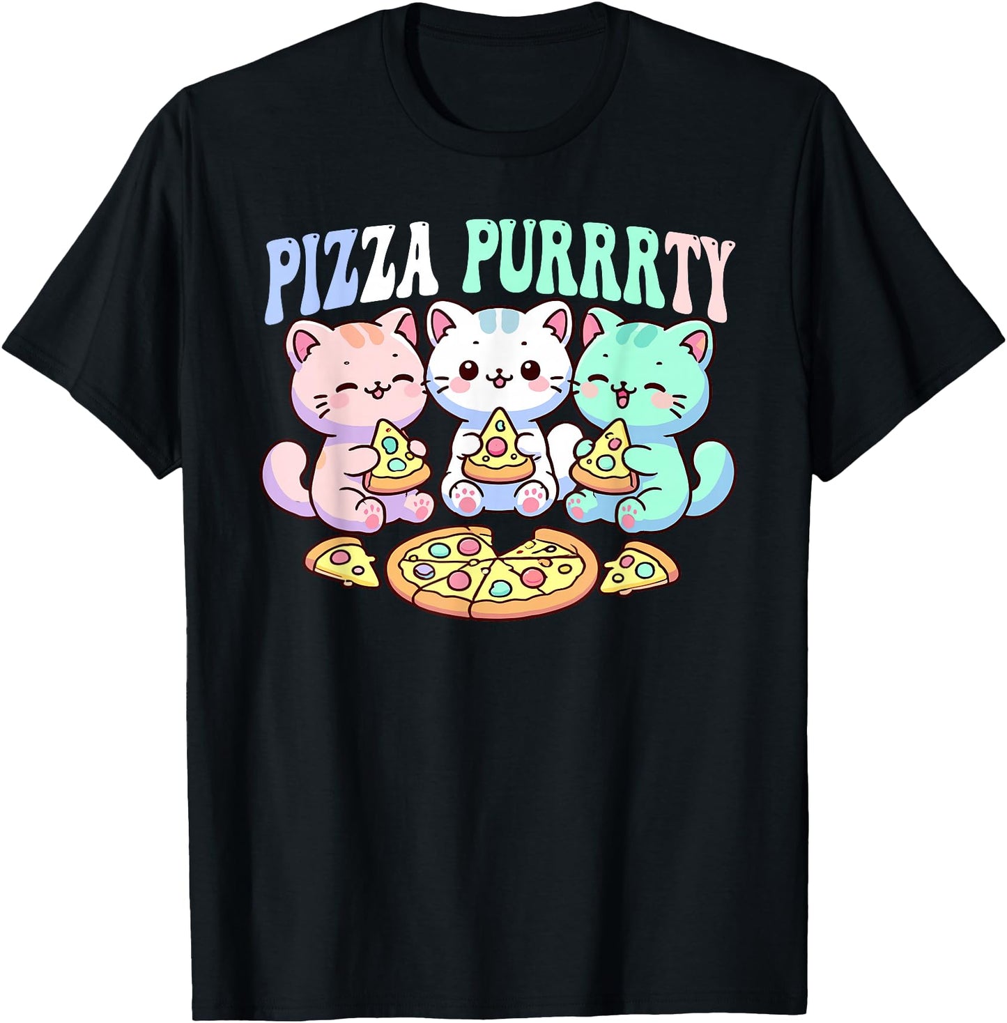 Cat pizza cute kawaii cats eating pizza purrrrty fun pastel