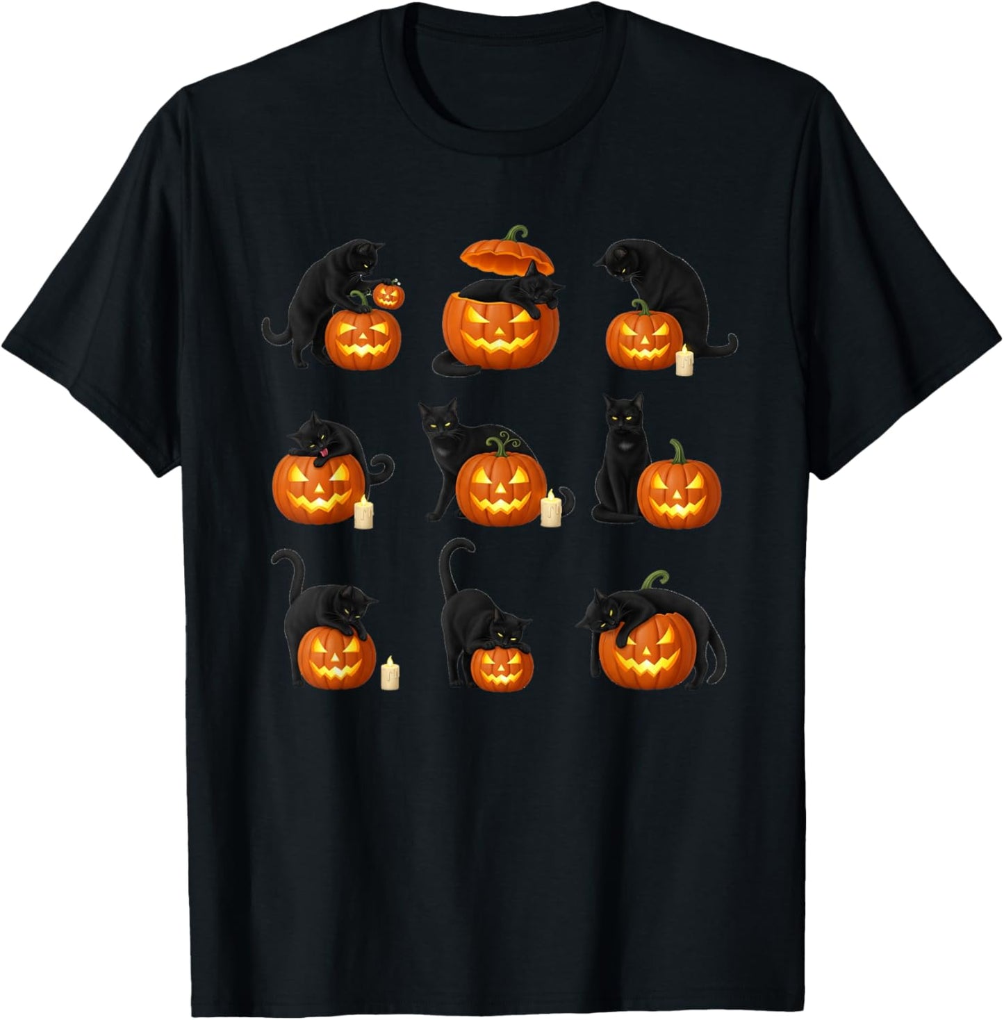 Cat Pumpkin Halloween Spooky Season Fall T-Shirt