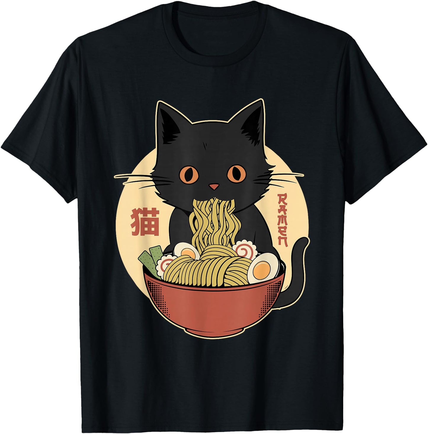 Cat Ramen Funny Graphic Tees Japanese Kawaii Cat Anime