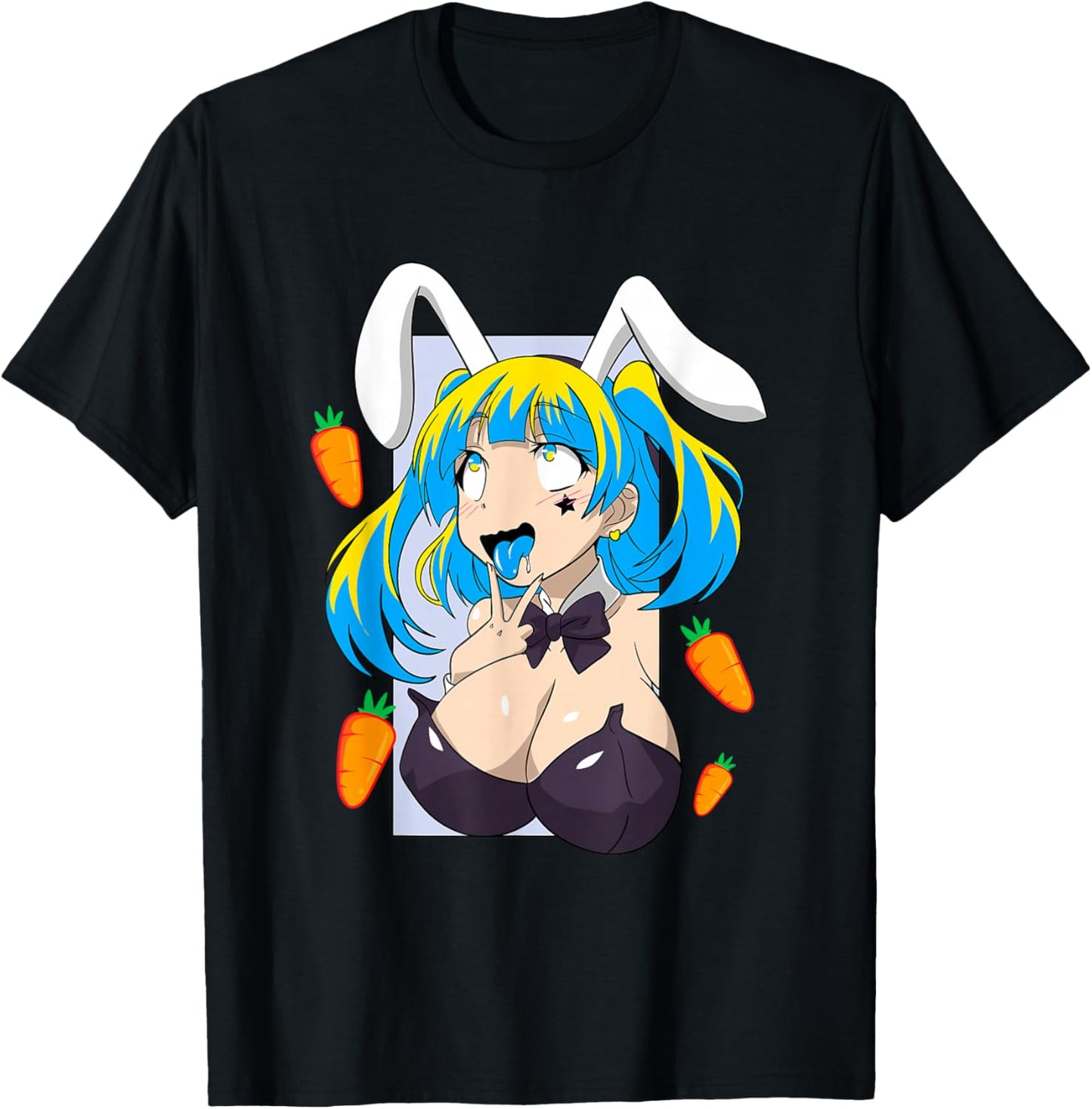 Ahegao shirt anime face rabbit cosplay lewd tees