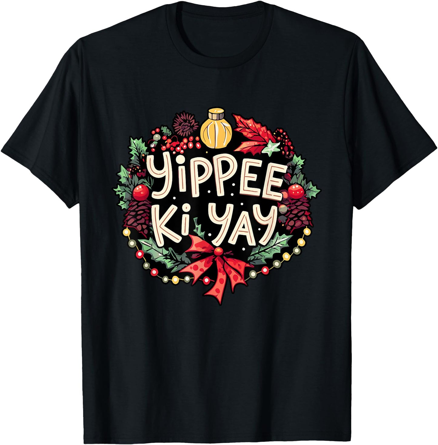 Yippee-Ki-Yay Unisex-Adults Winter Black Cartoon Christmas Humorous Festive