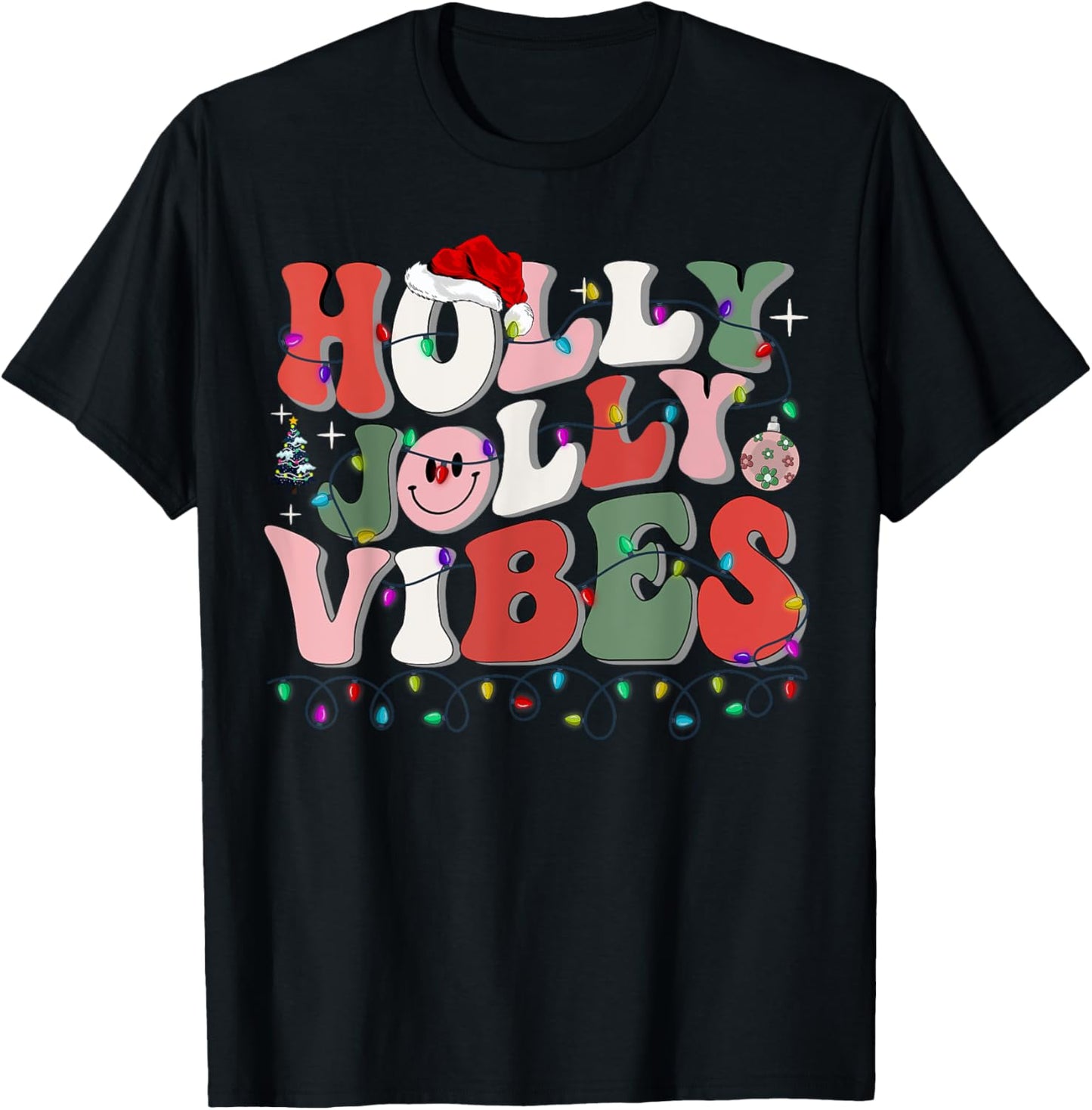 Groovy Holly Xmas Jolly Vibes Christmas Lights Santa Squad