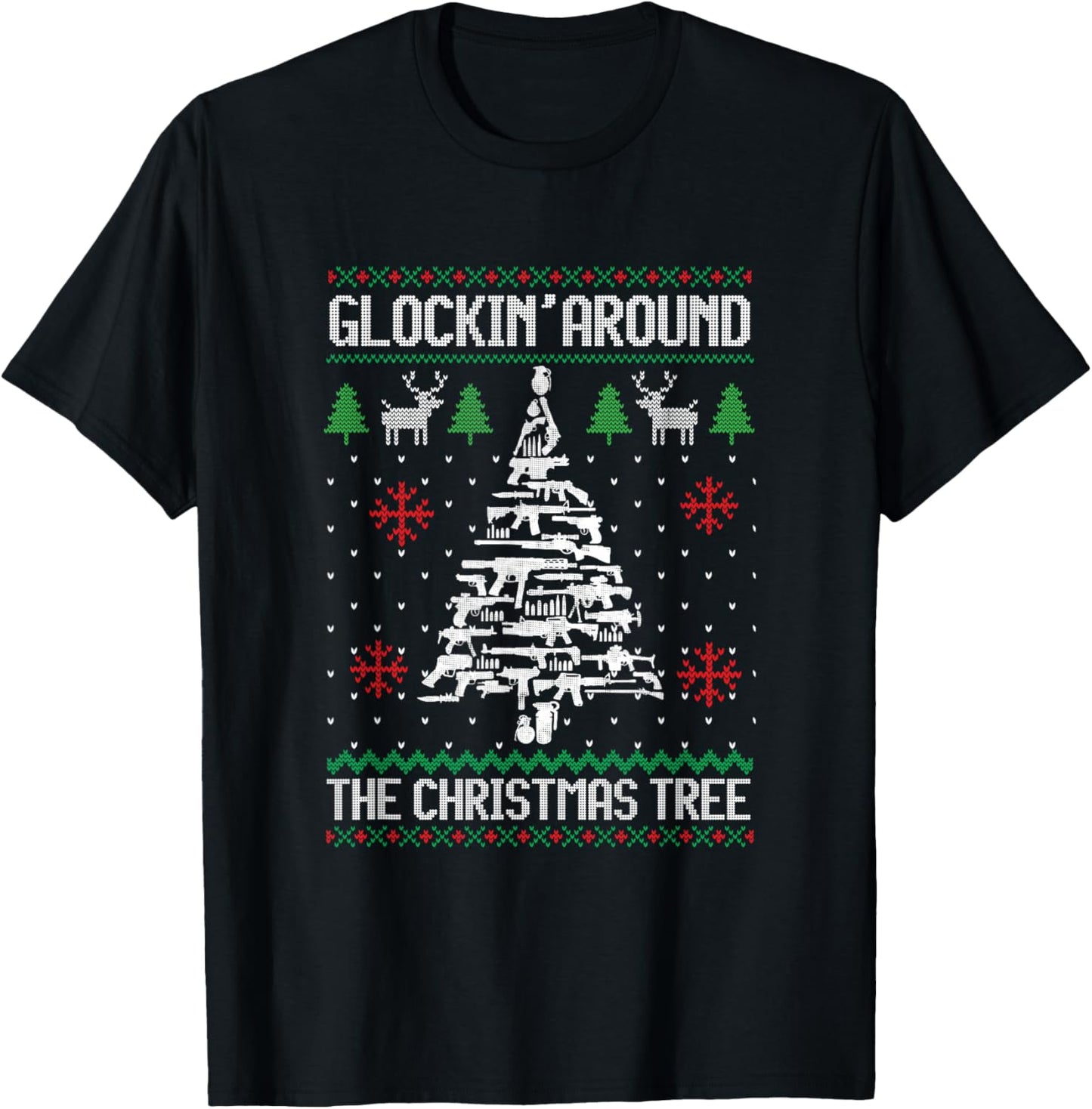 Funny Guns Ugly Christmas Sweaters for Gun Lovers Men Women