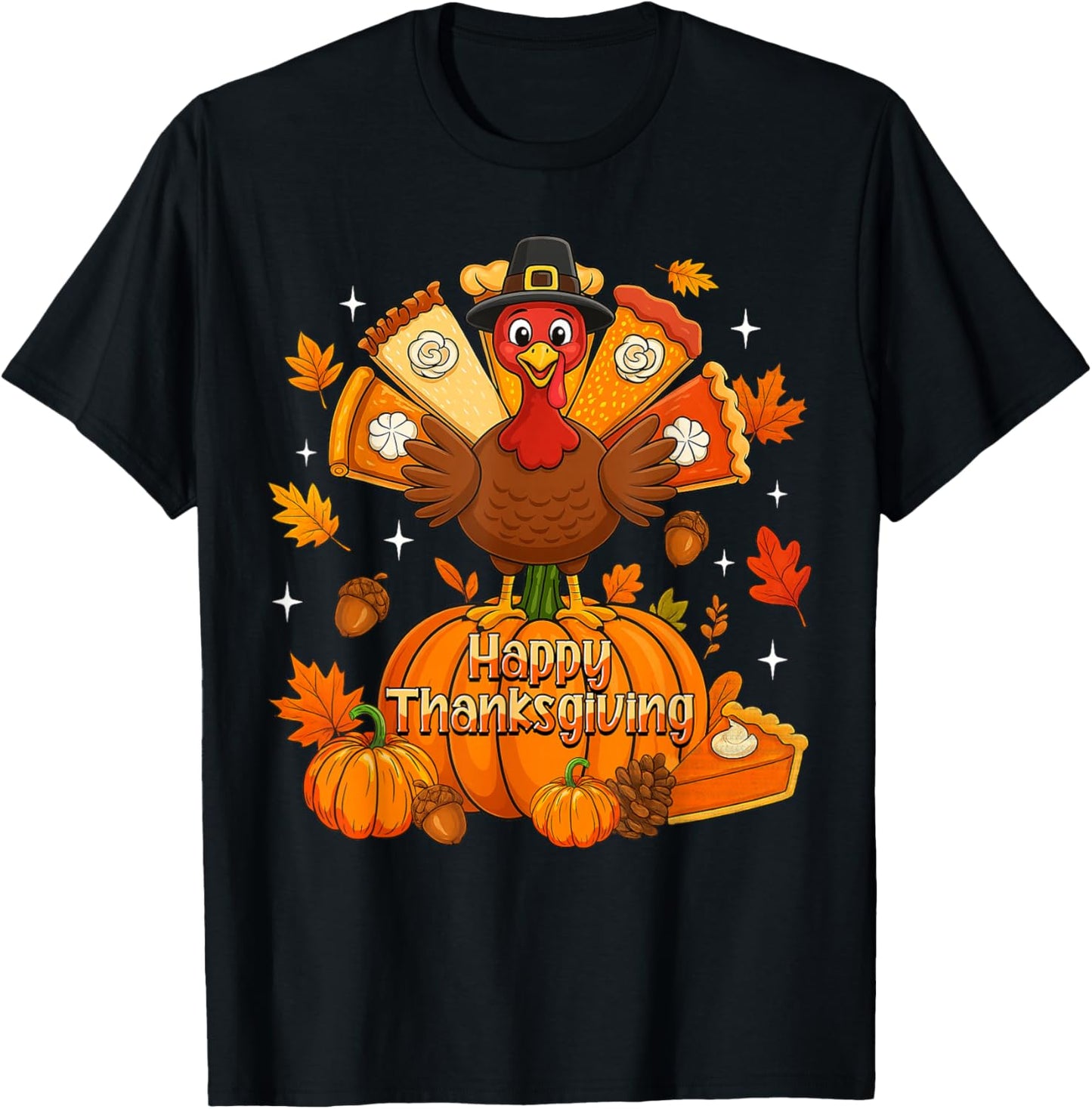 Happy Thanksgiving Autumn Pumpkin Thankful Turkey Boys Kids