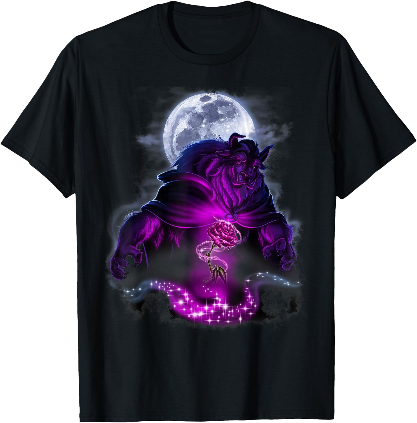 Disney Beauty & The Beast Moon Rose Airbrush Art T-Shirt