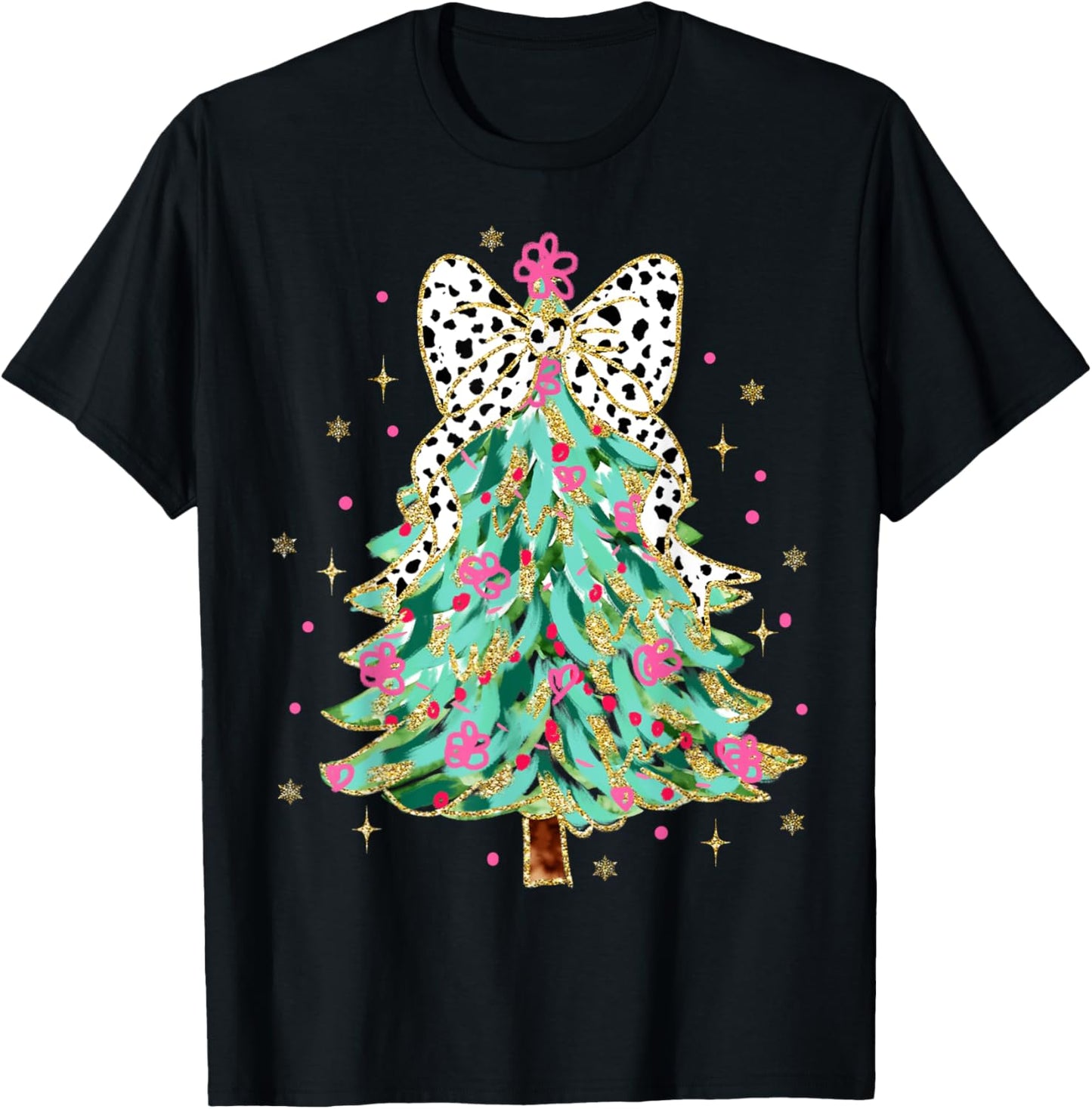 Colorful Coquette Bow Christmas Tree Florals Cute Girly Xmas