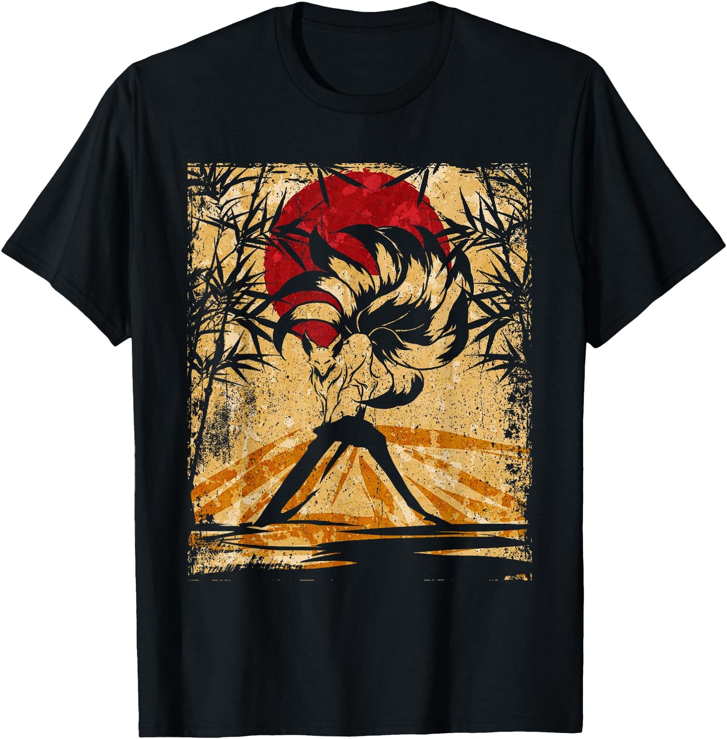 Nine-tailed fox Japanese retro art