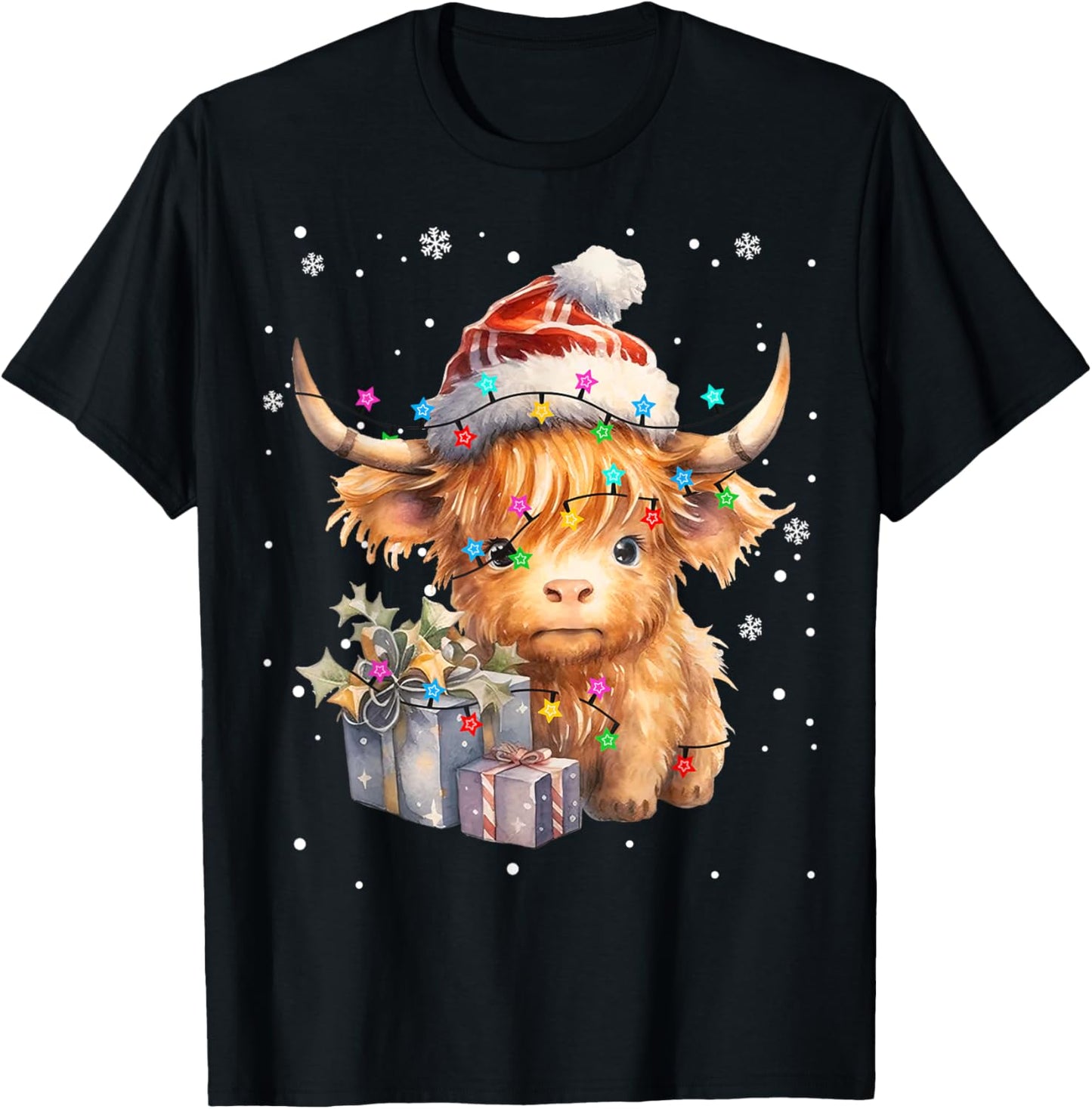 Cute Highland Cow Christmas Lights Merry Xmas Cows Farmer PJ