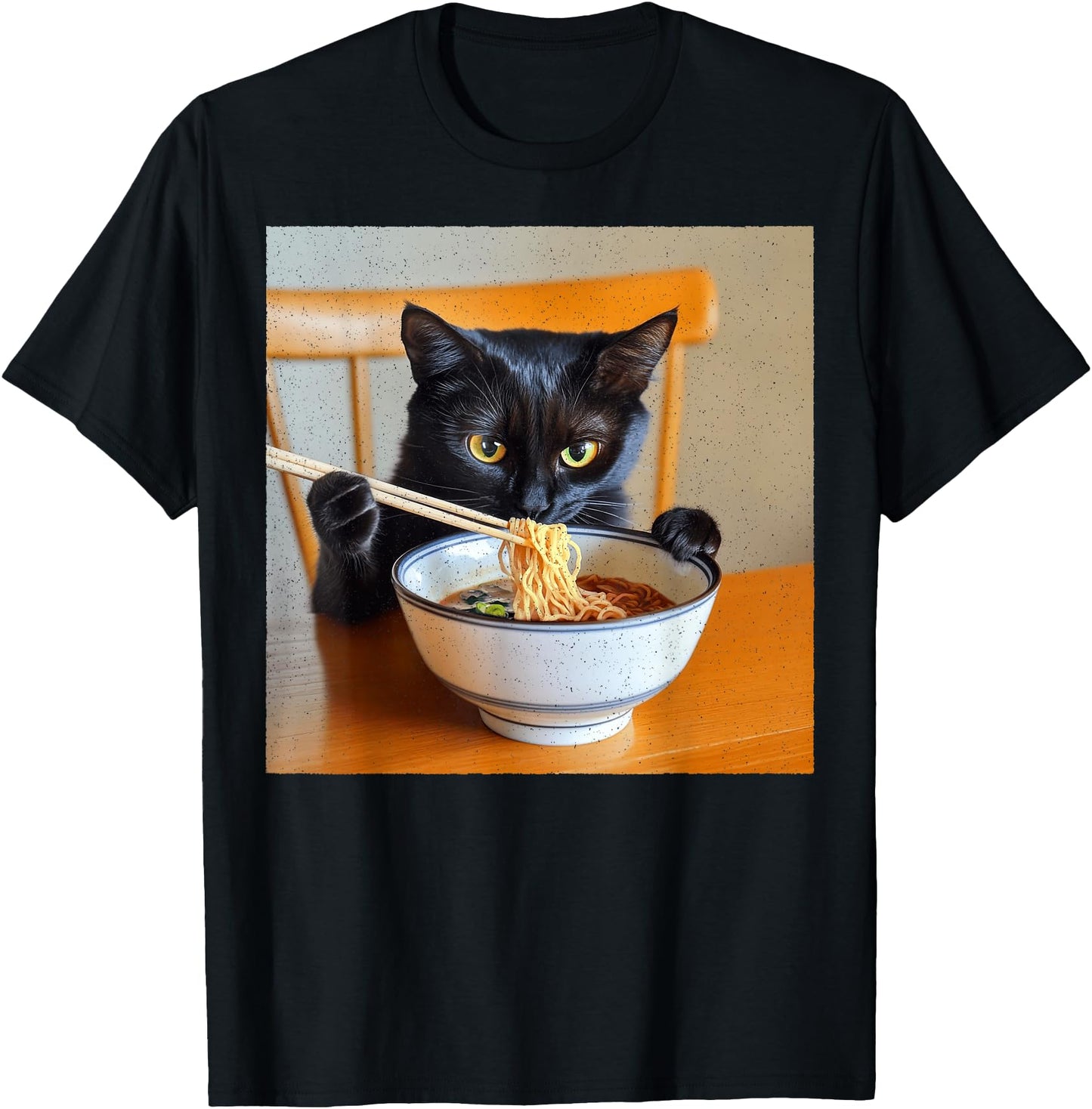 Real Ramen Kitty Eating Japanese Noodles Funny Black Cat