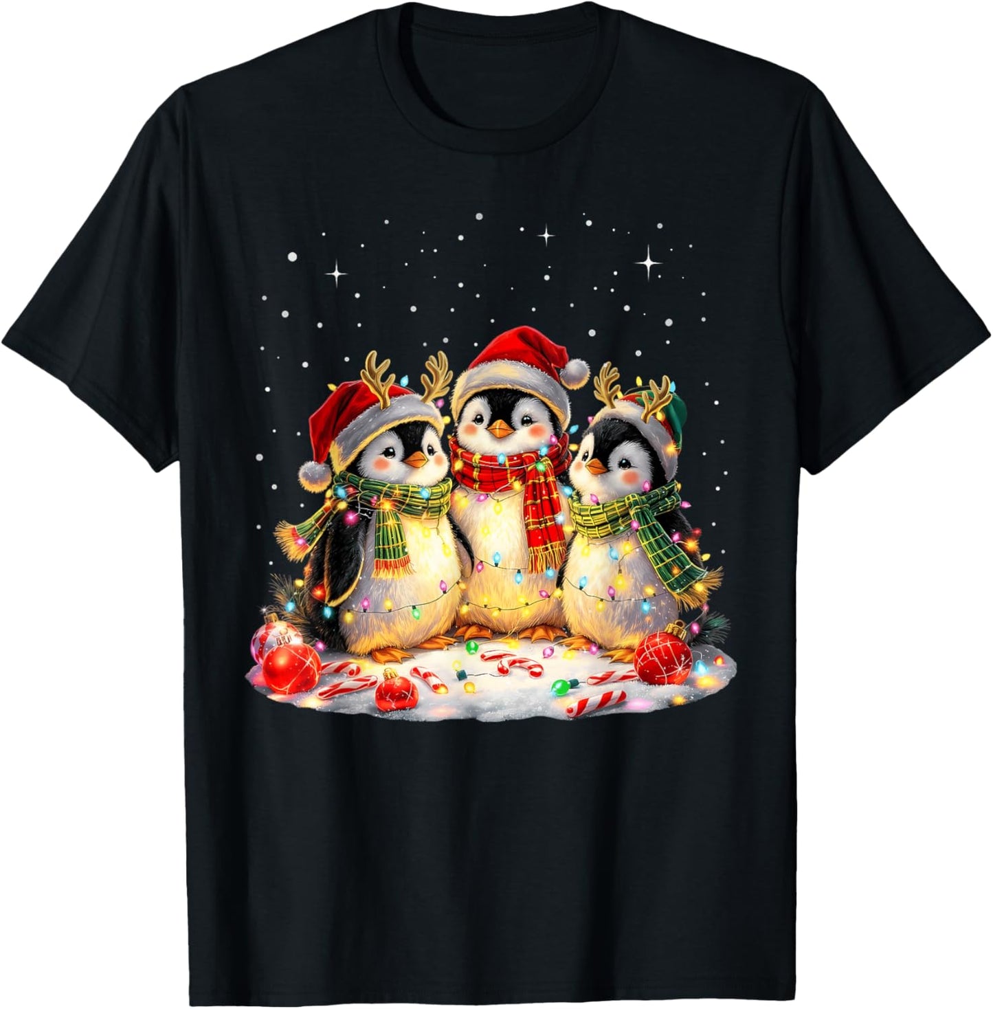 Funny Penguins Christmas Lights Cute Santa Xmas Holiday