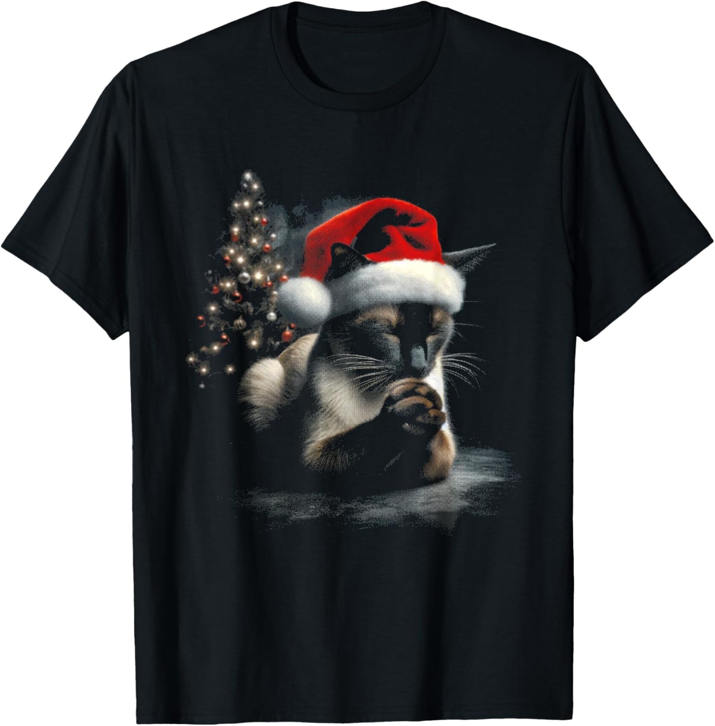 Siamese Cat Santa Hat - Vintage Cat Xmas Christmas Lover