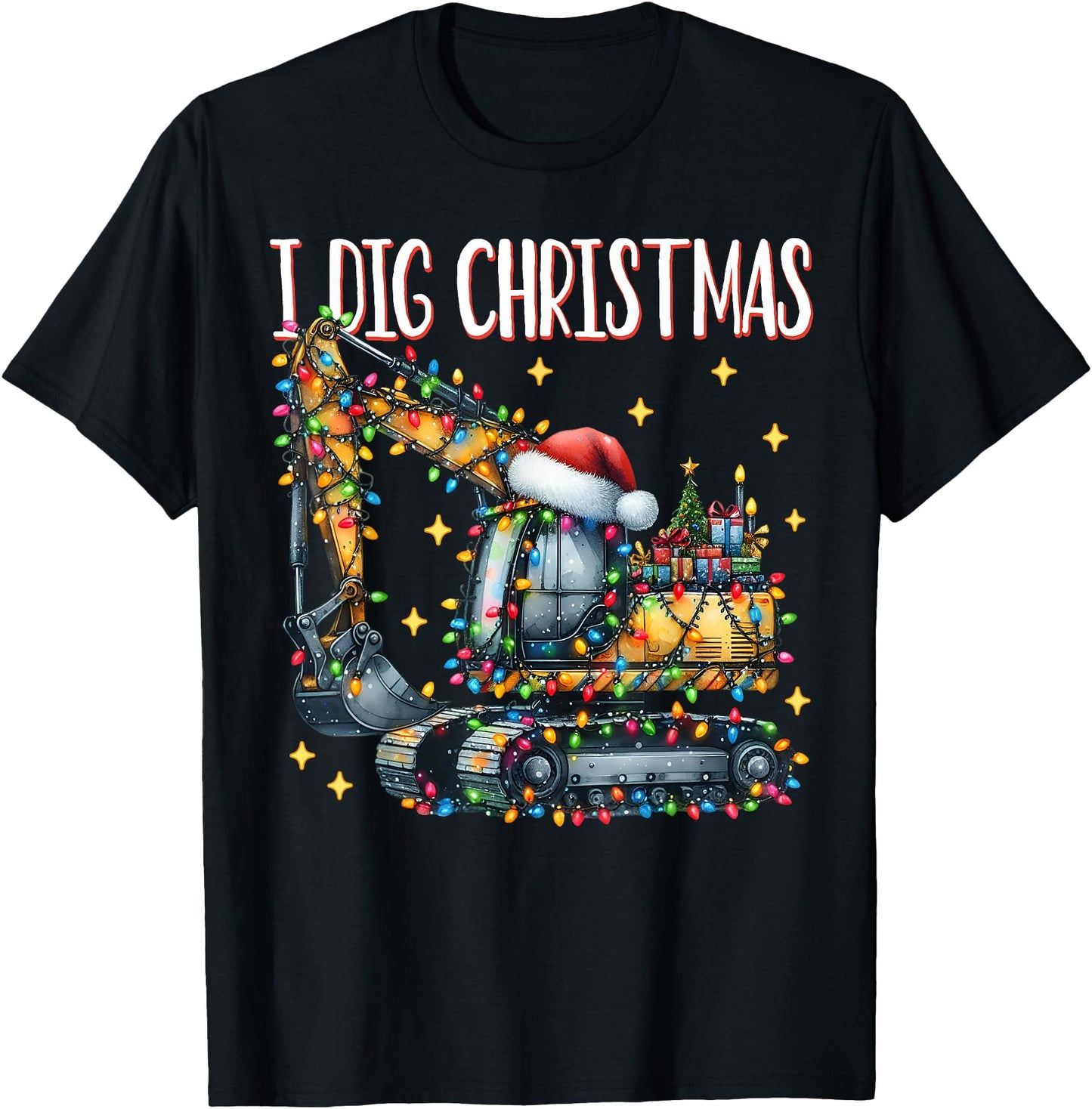 I Dig Christmas Excavator Christmas Tree Light Christmas Boy