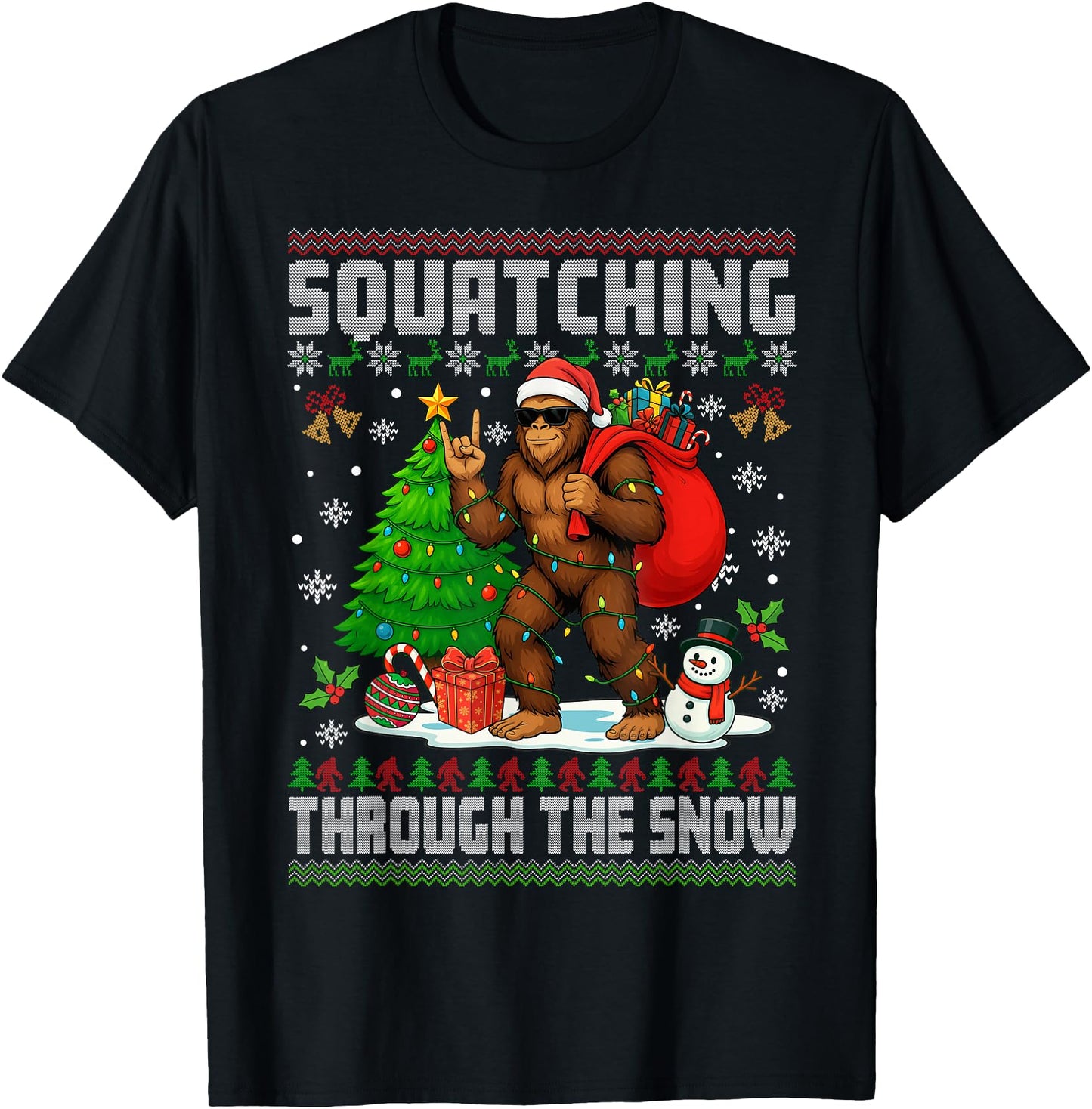 Squatching Through The Snow Bigfoot Lovers Ugly Christmas