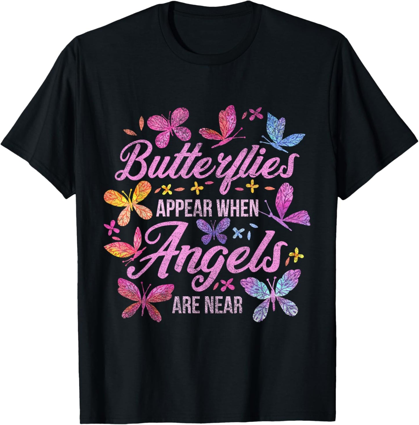 Animal Tees & Gifts Butterfly T-Shirt - Unisex-Adults & Kids - Black - Small - Long Sleeve - Nature-Inspired Classic Casual