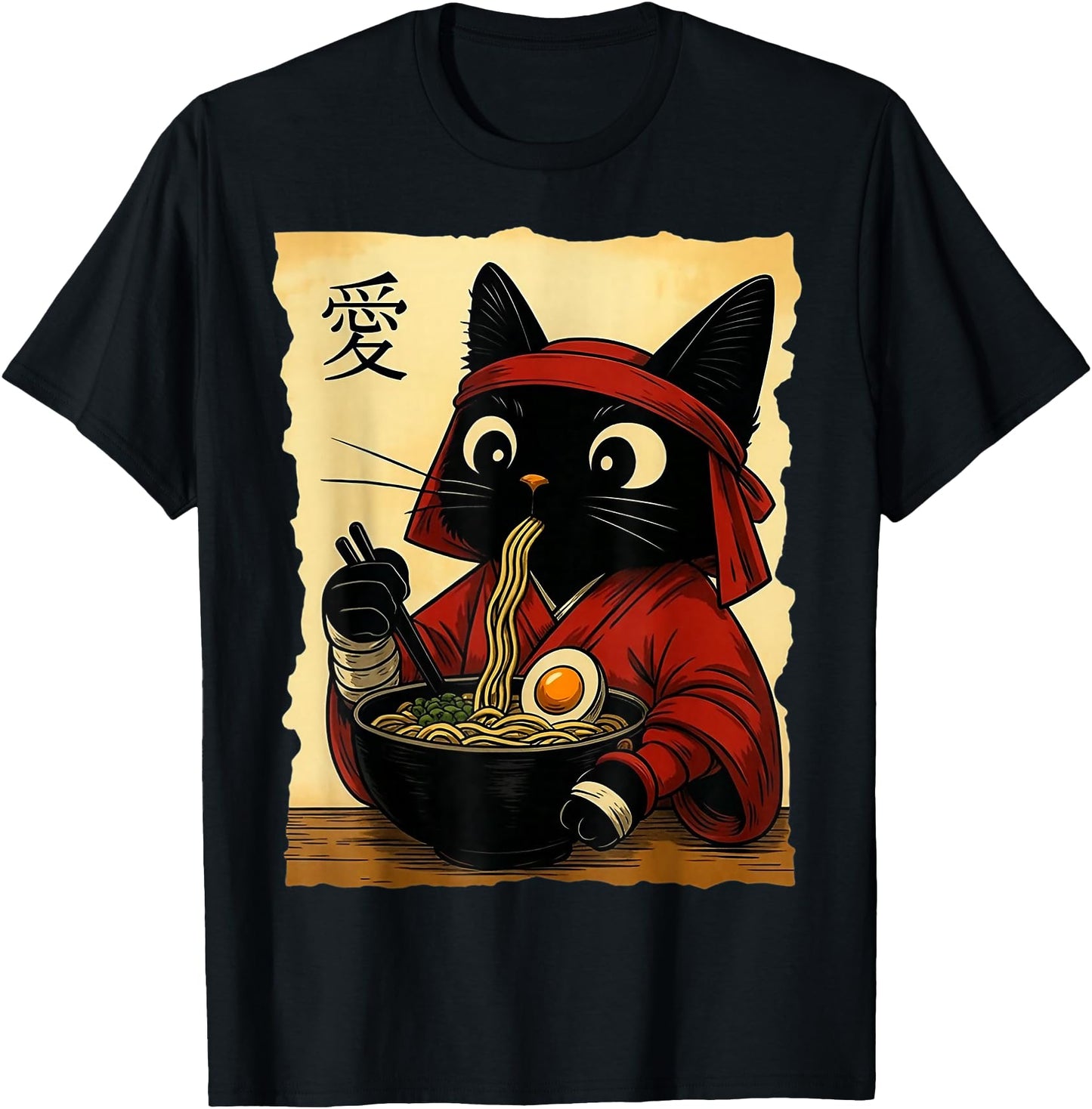 Funny Cat Ramen Graphic Tee Japanese Kawaii Anime Cat