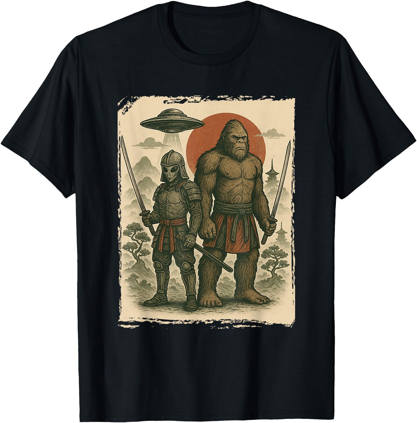 Samurai, Bigfoot & Alien, UFO Vintage Ninja & Japanese