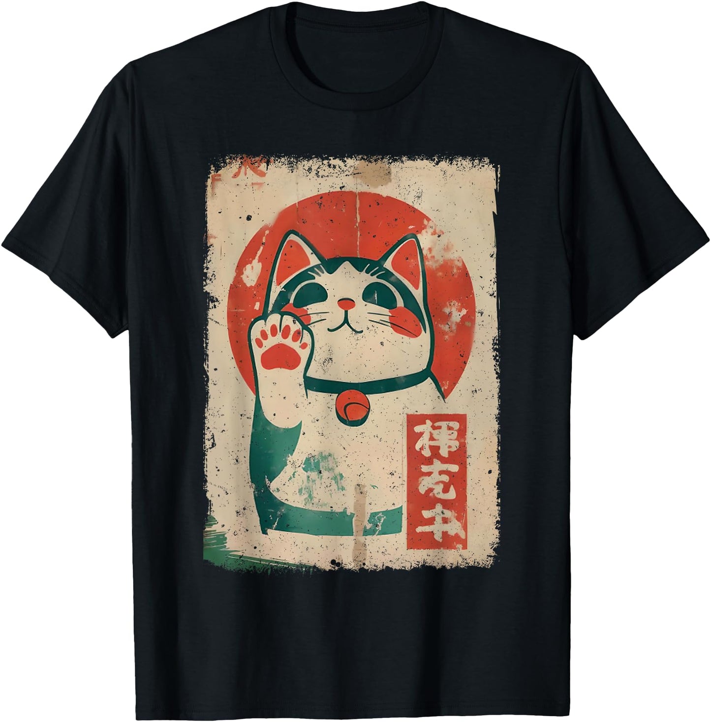 Maneki Cat Japanese Lucky Neko Graphic Tee Kawaii Cats Anime