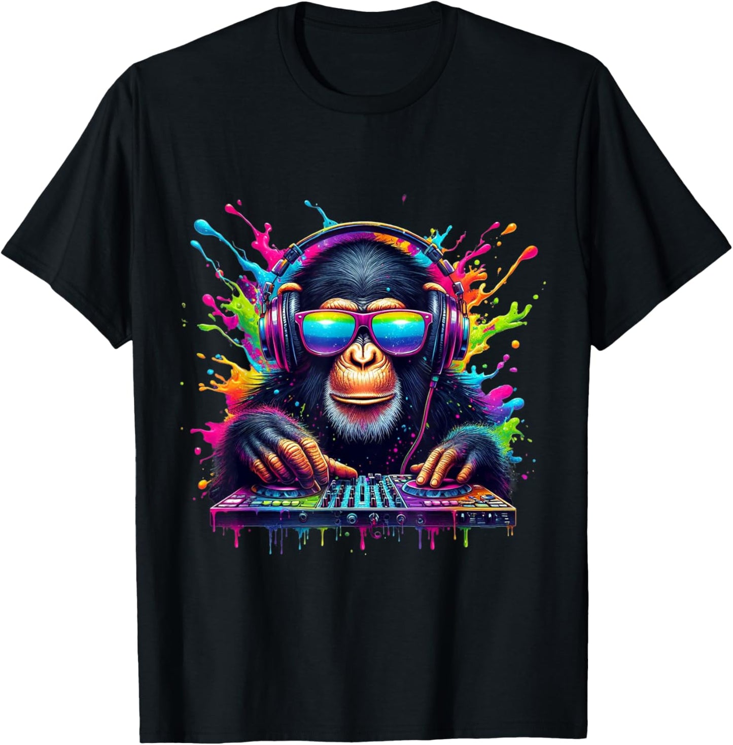 Neon DJ Monkey Rave EDM Festival Party Monkey