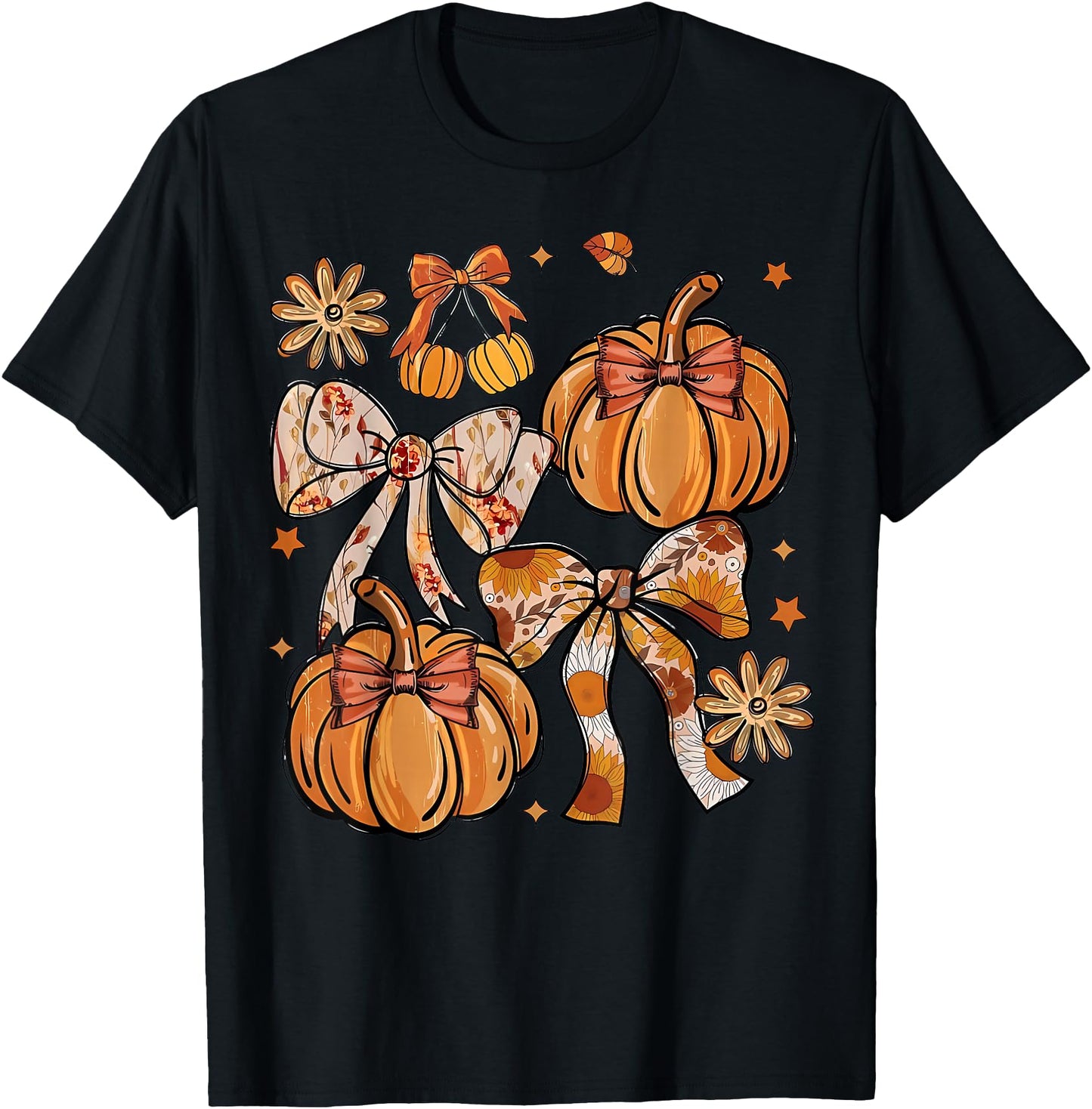 Coquette Bow Pumpkin Season Thanksgiving Autumn Fall Leaves