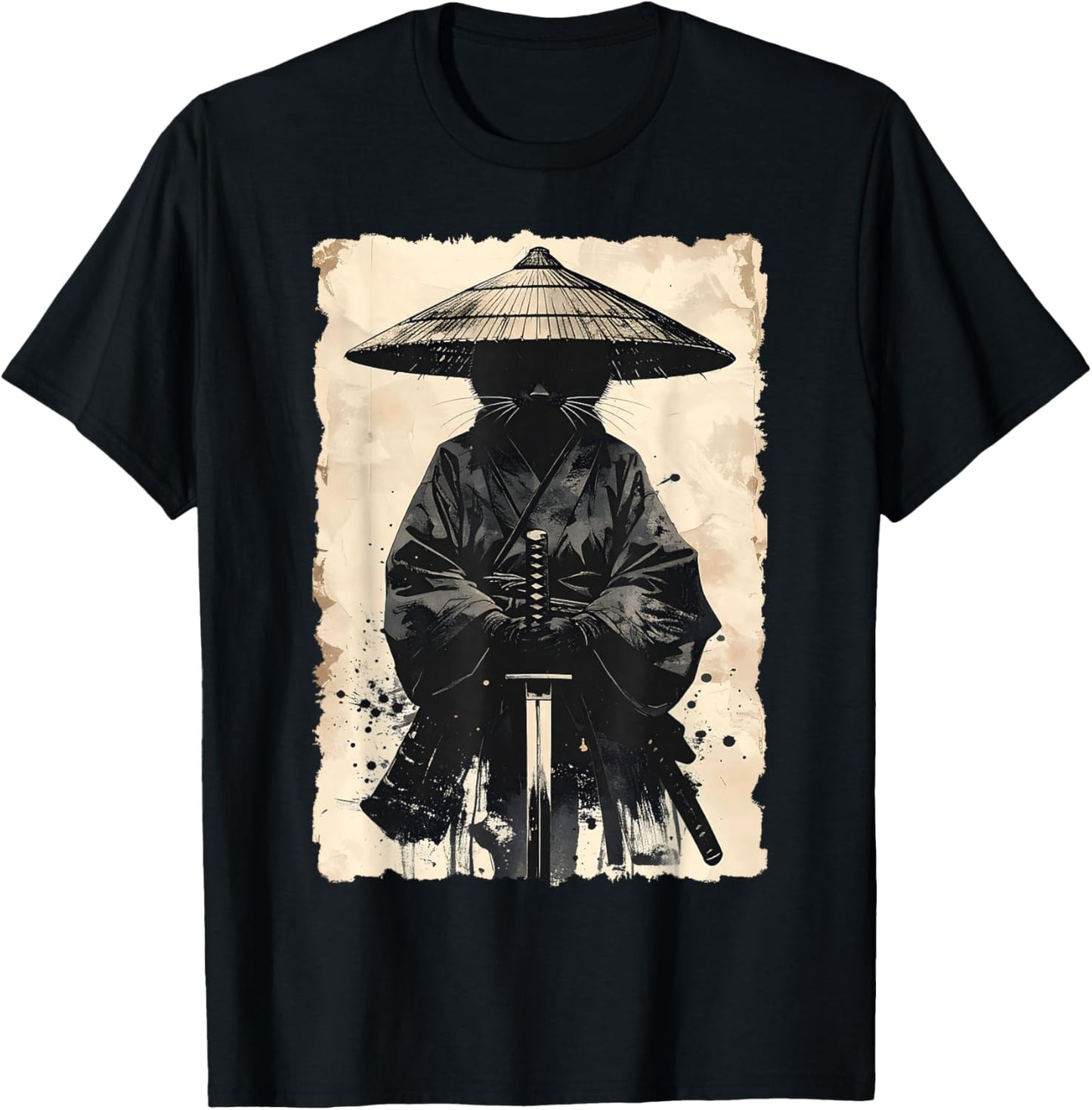 Samurai Cat Vintage Japanese Graphic Warrior Anime Art