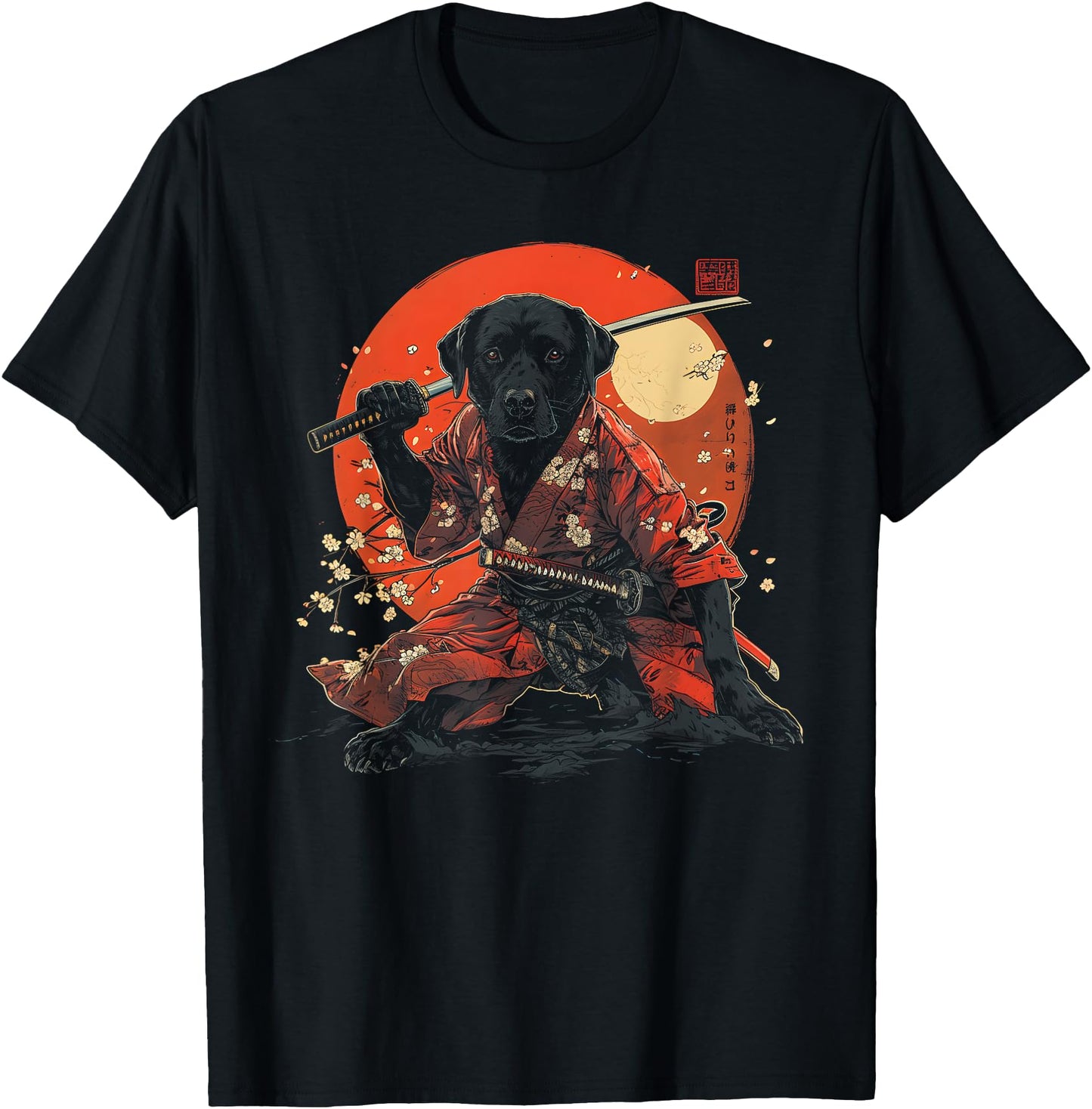 Labrador Retriever Dad Cute Japanese Anime Stuff Samurai Dog T-Shirt for Men Women