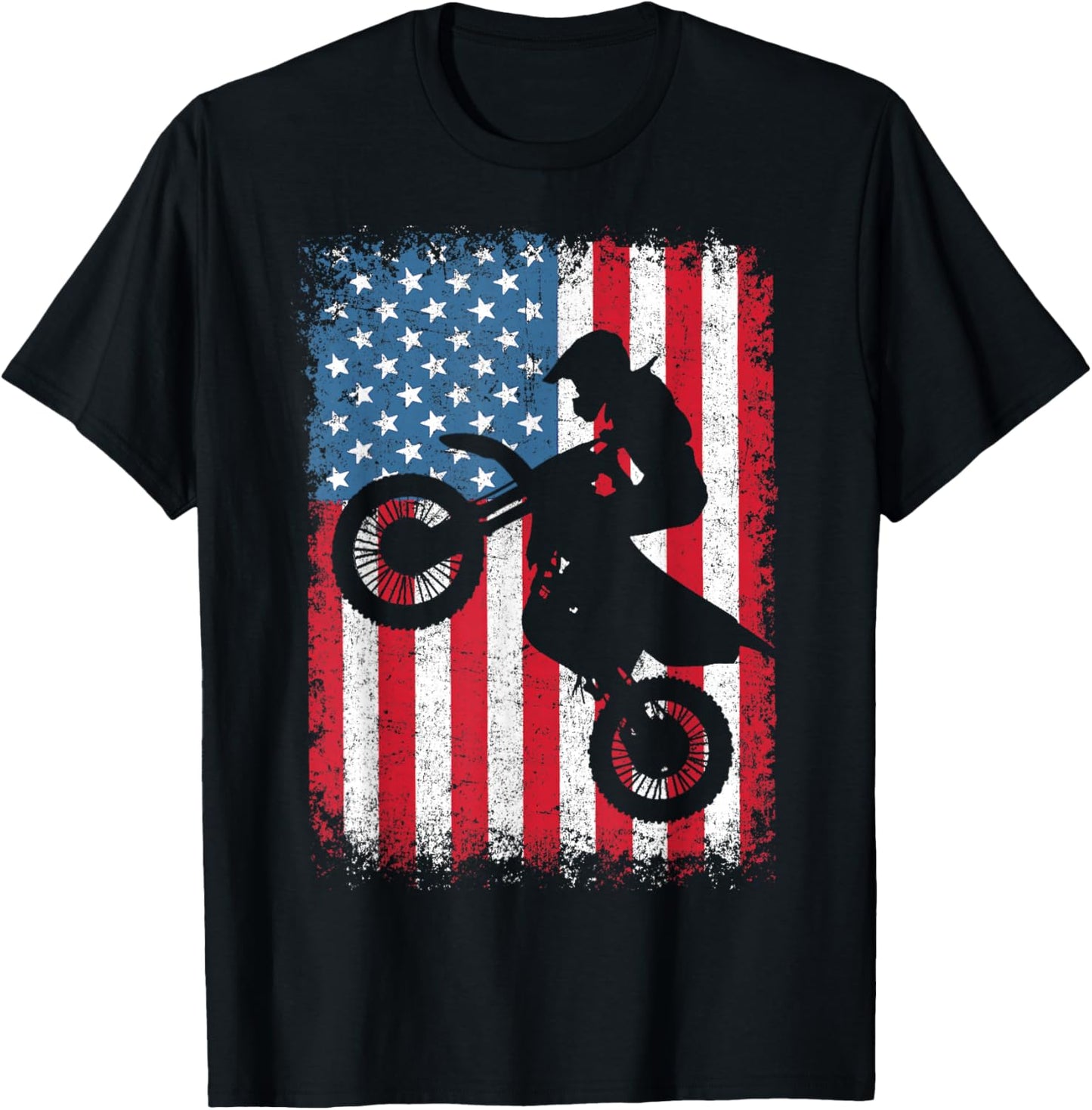 Dirt Bike Motocross Biker American Flag 4th of July Boys Men