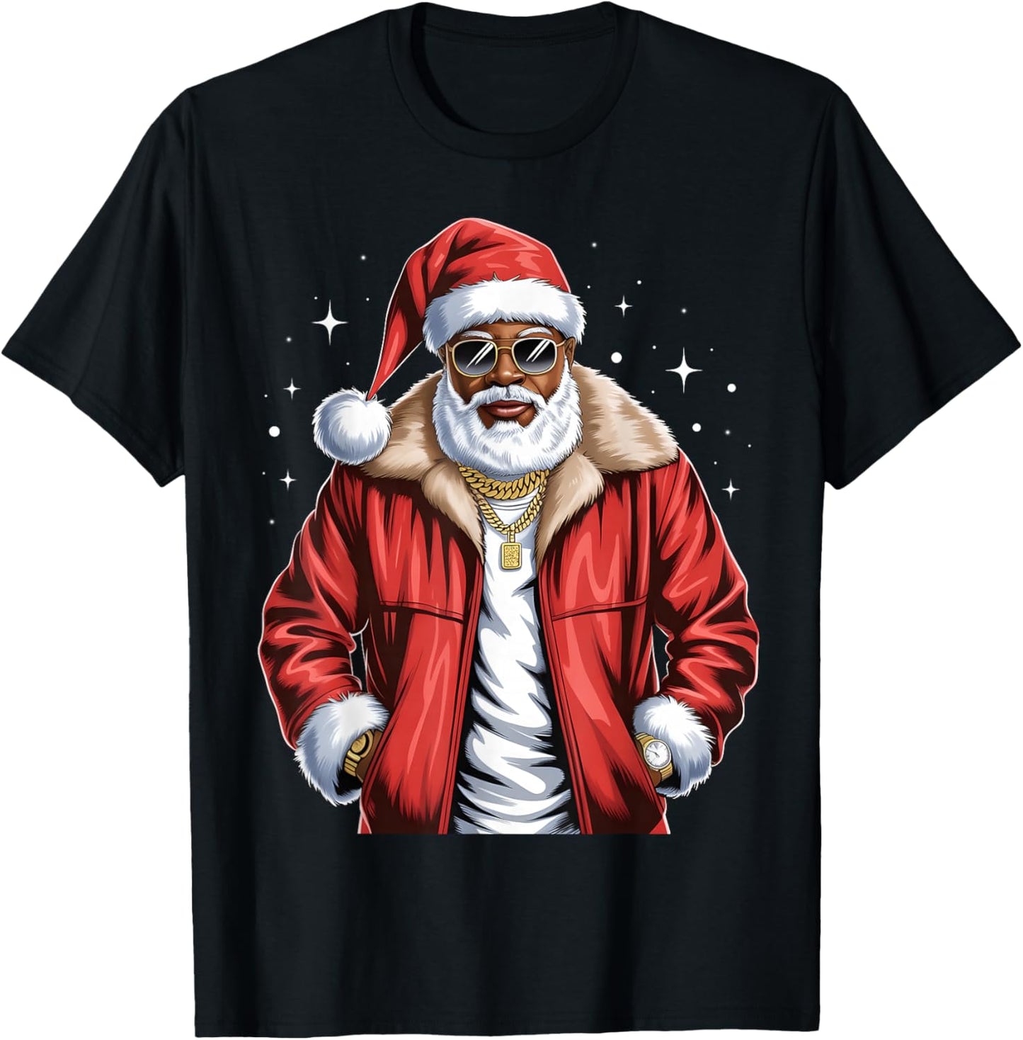 Christmas African American Santa Pajama Cool Black X-Mas