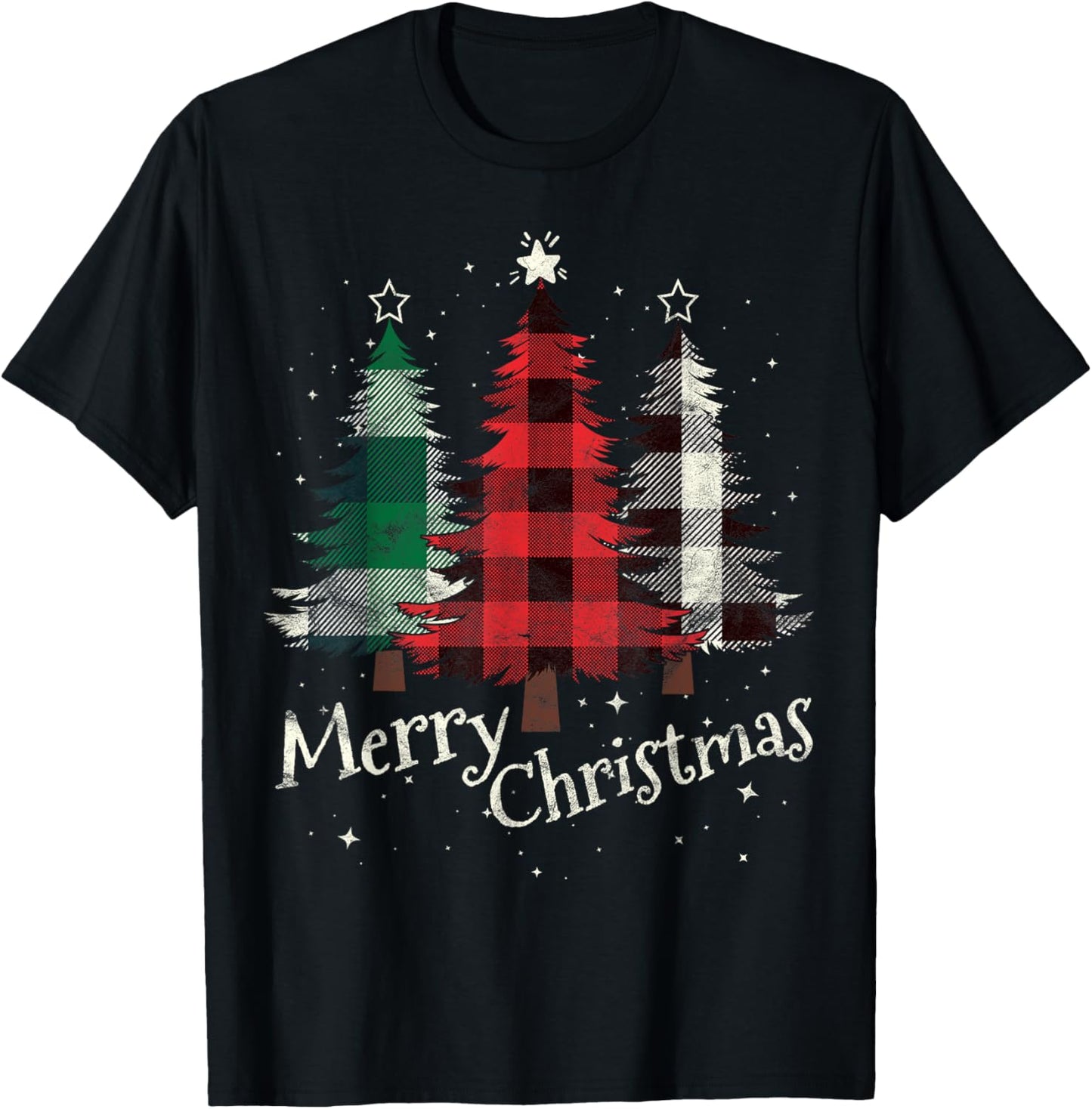 Merry Christmas Three Xmas Trees Buffalo Plaid Woman Gift