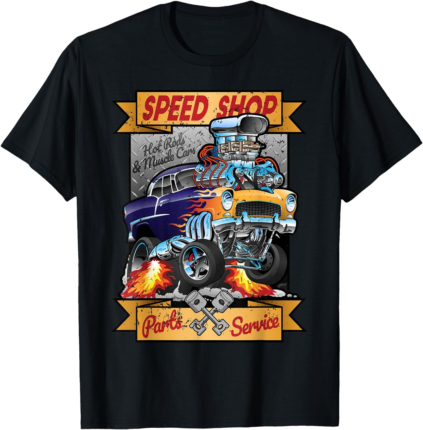 Retro Speed Shop Hotrod Classic Muscle Car Cartoon Graphic