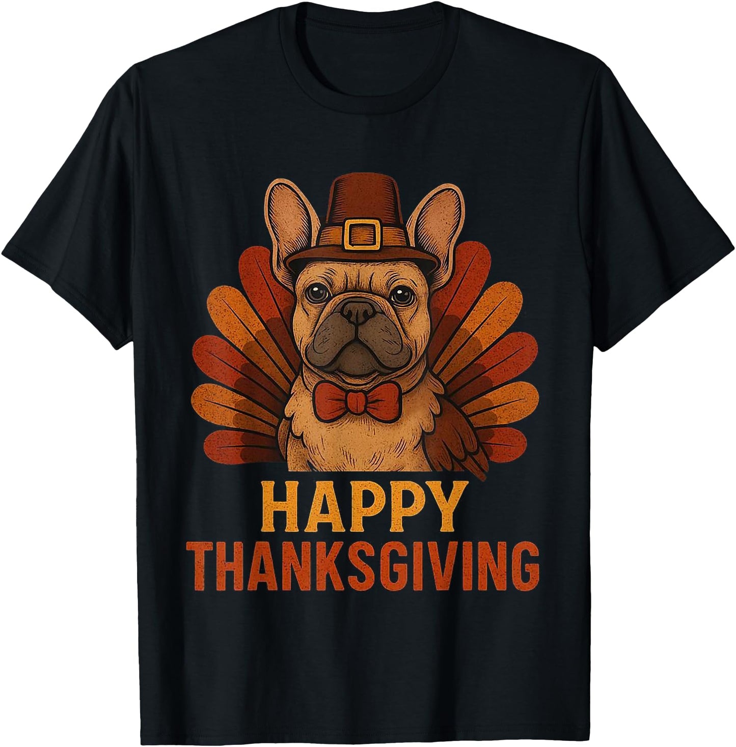 Cute Dog Frenchie Happy Thanksgiving Teen Girl Boy