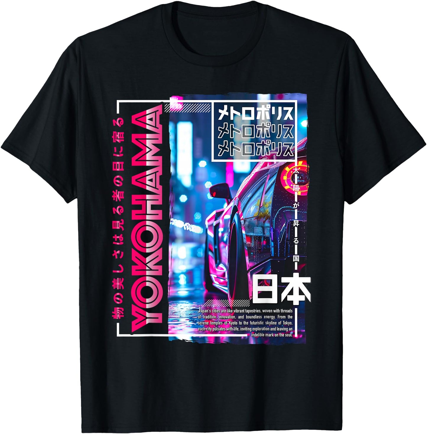 Yokohama City 80s Synthwave Racing Car Japan Yokohama