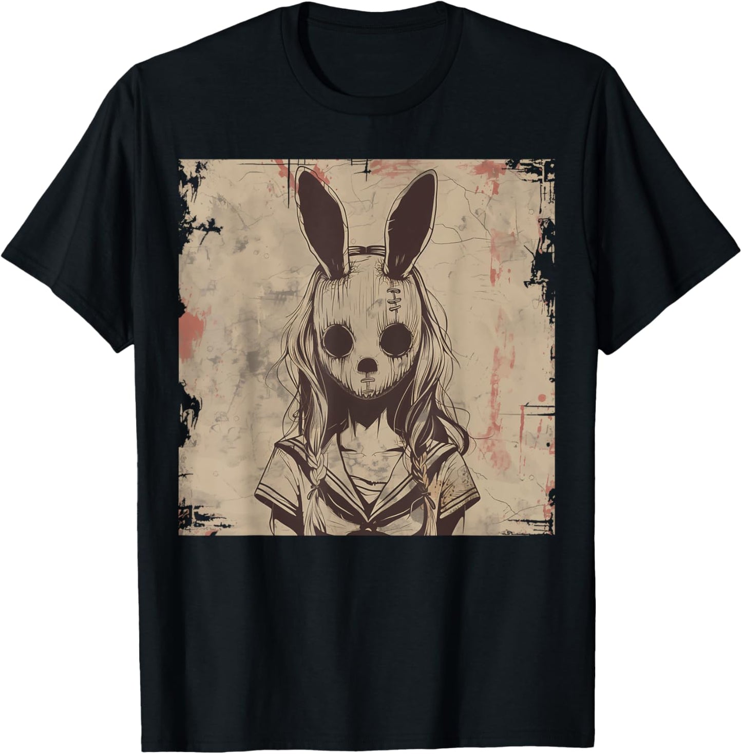 Goth Grunge Creepy Bunny Rabbit Mask Girl Anime Horror Art