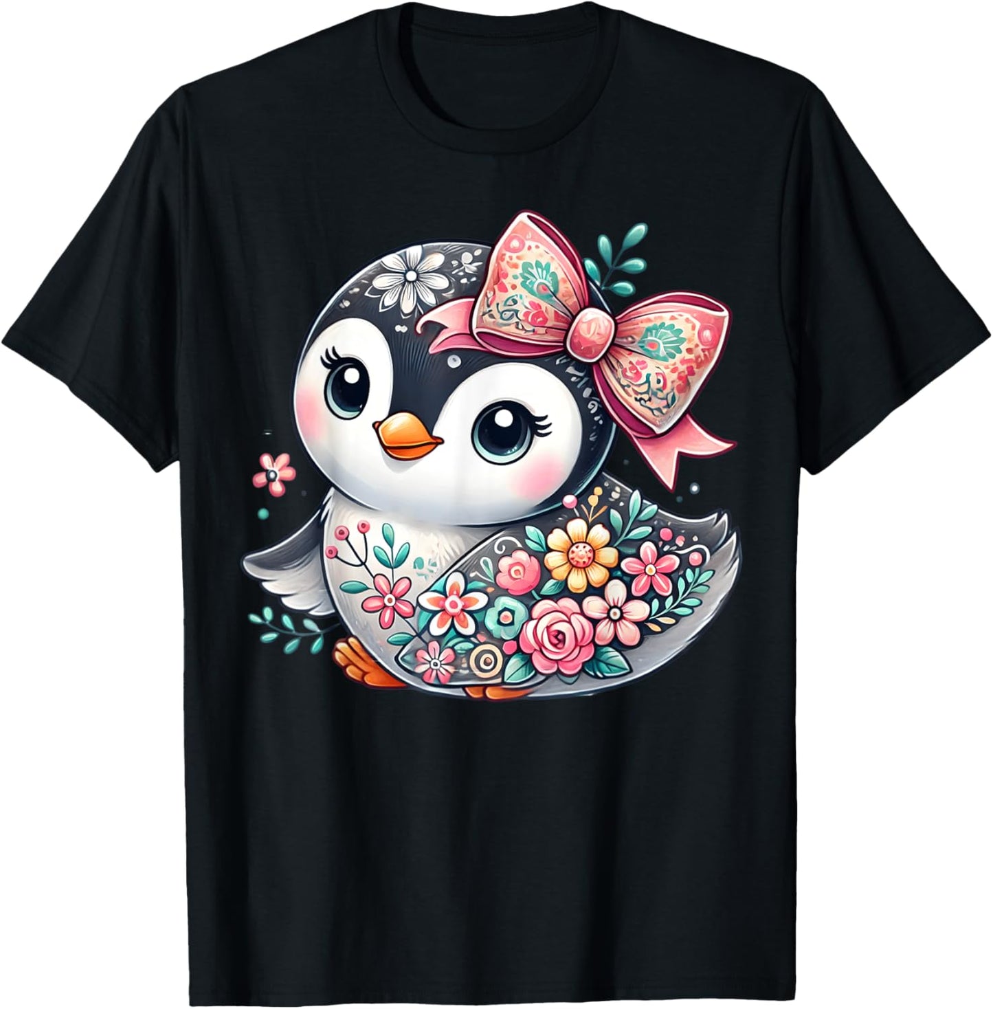 Cute Penguin Floral Flower Graphic Penguin Lover Girls Women