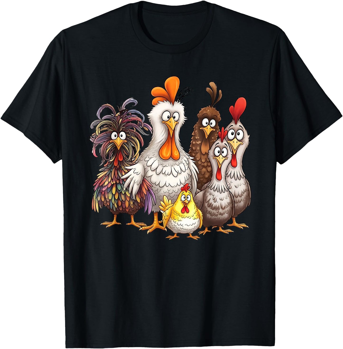 Funny Colorful Chicken Family Thanksgiving Cartoon Design