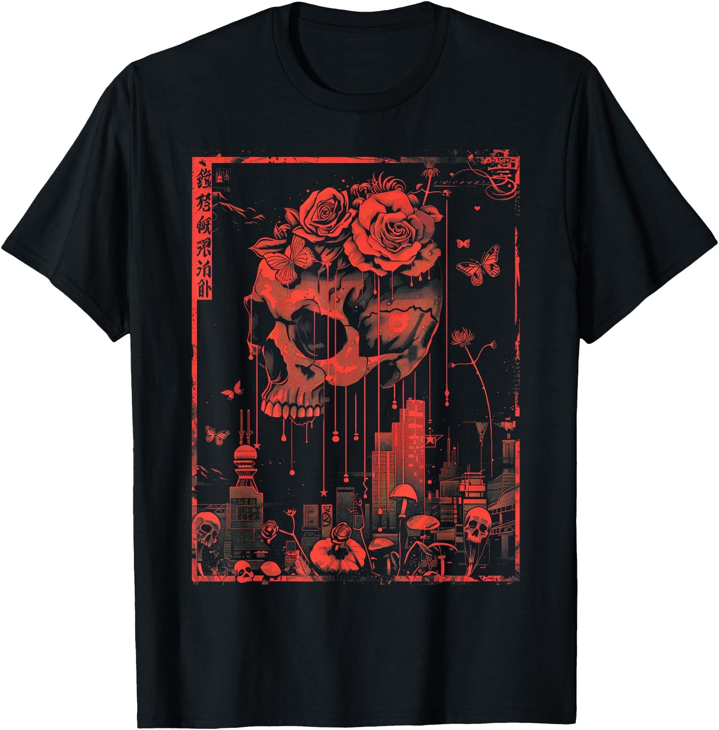 Anime Japanese Goth Cyberpunk City Skull Butterfly