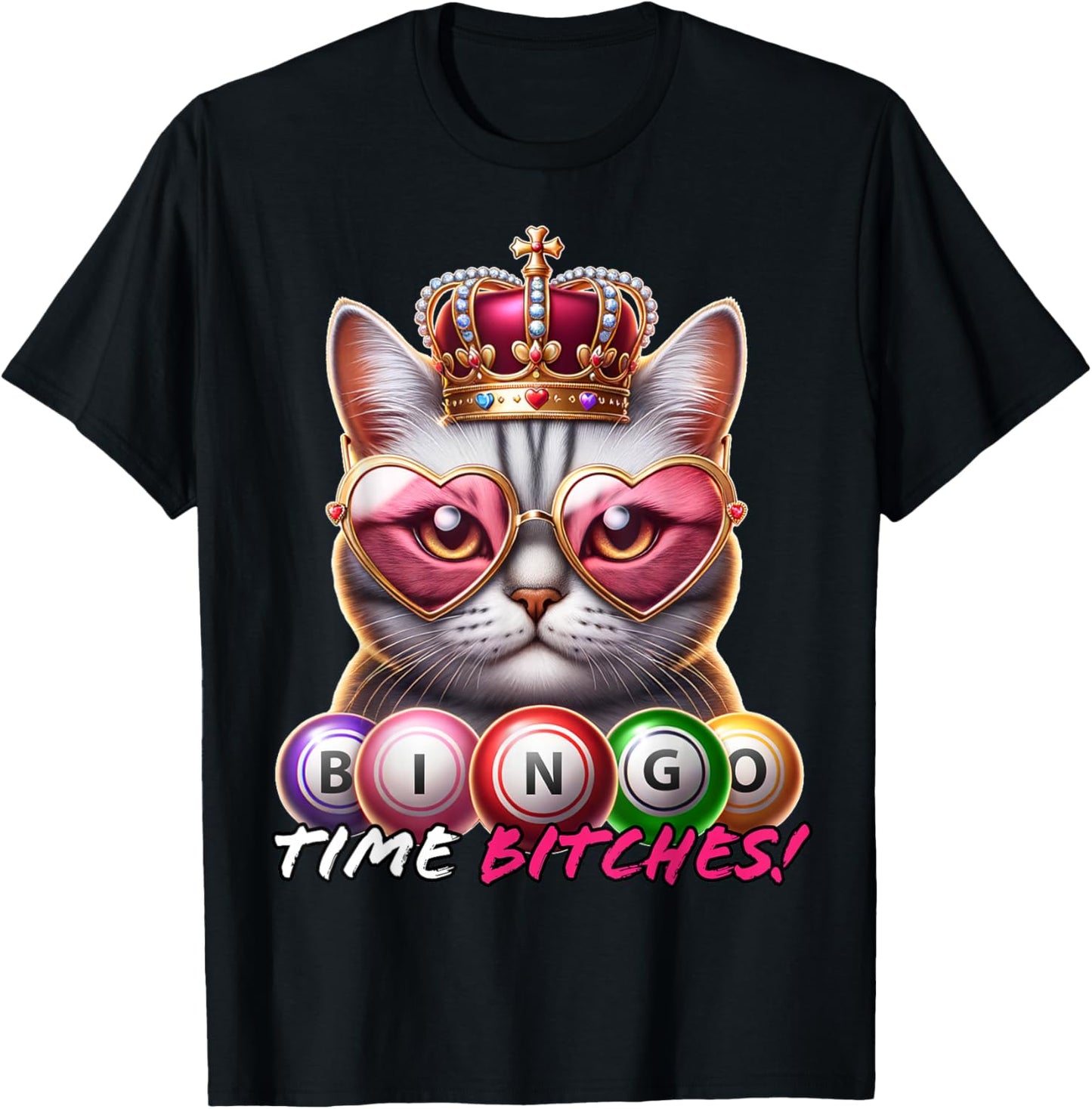 Funny Bingo Gifts for Women Men Bingo Time Bitches Black Cartoon Graphic Modern