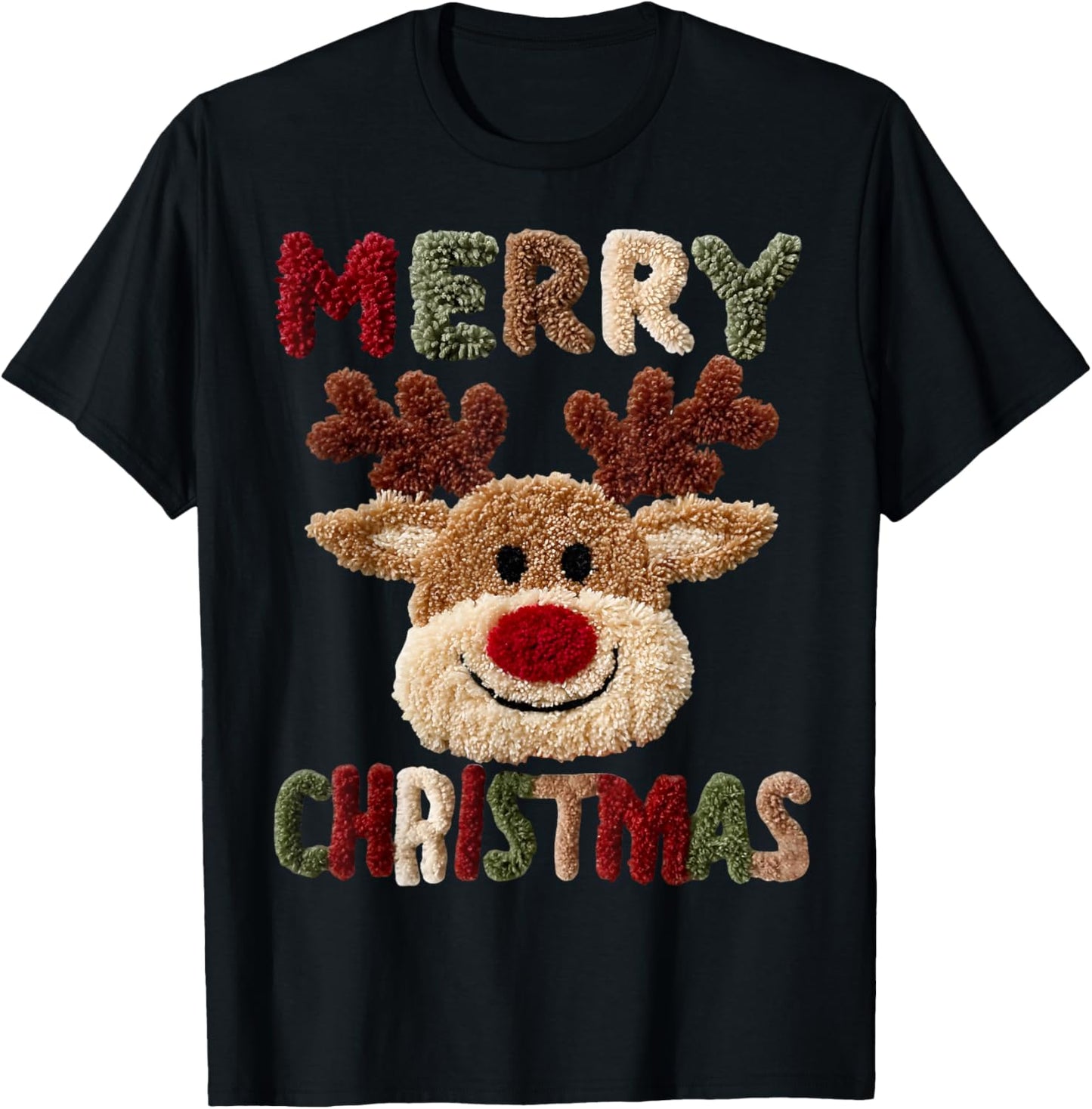 Merry Christmas Reindeer Crochet Funny Holiday Ugly Sweater