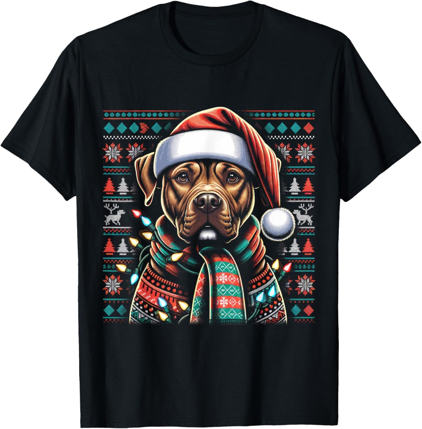 Christmas Pit bull Xmas Pit Bull Mom Dog Lover Santa Womens T-Shirt