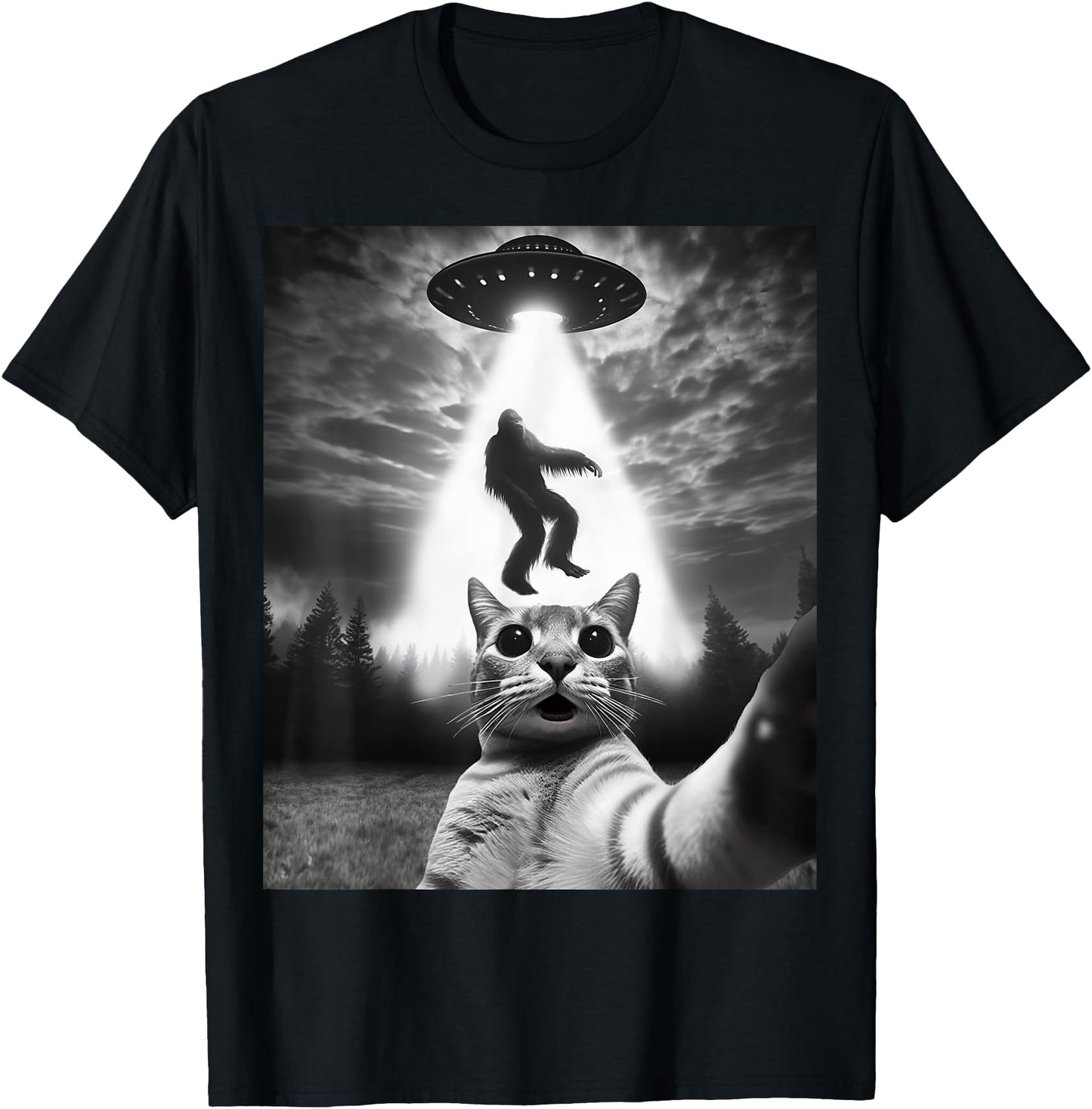 Funny Cat Selfie Flying Alien UFO Abducting Bigfoot Cryptid