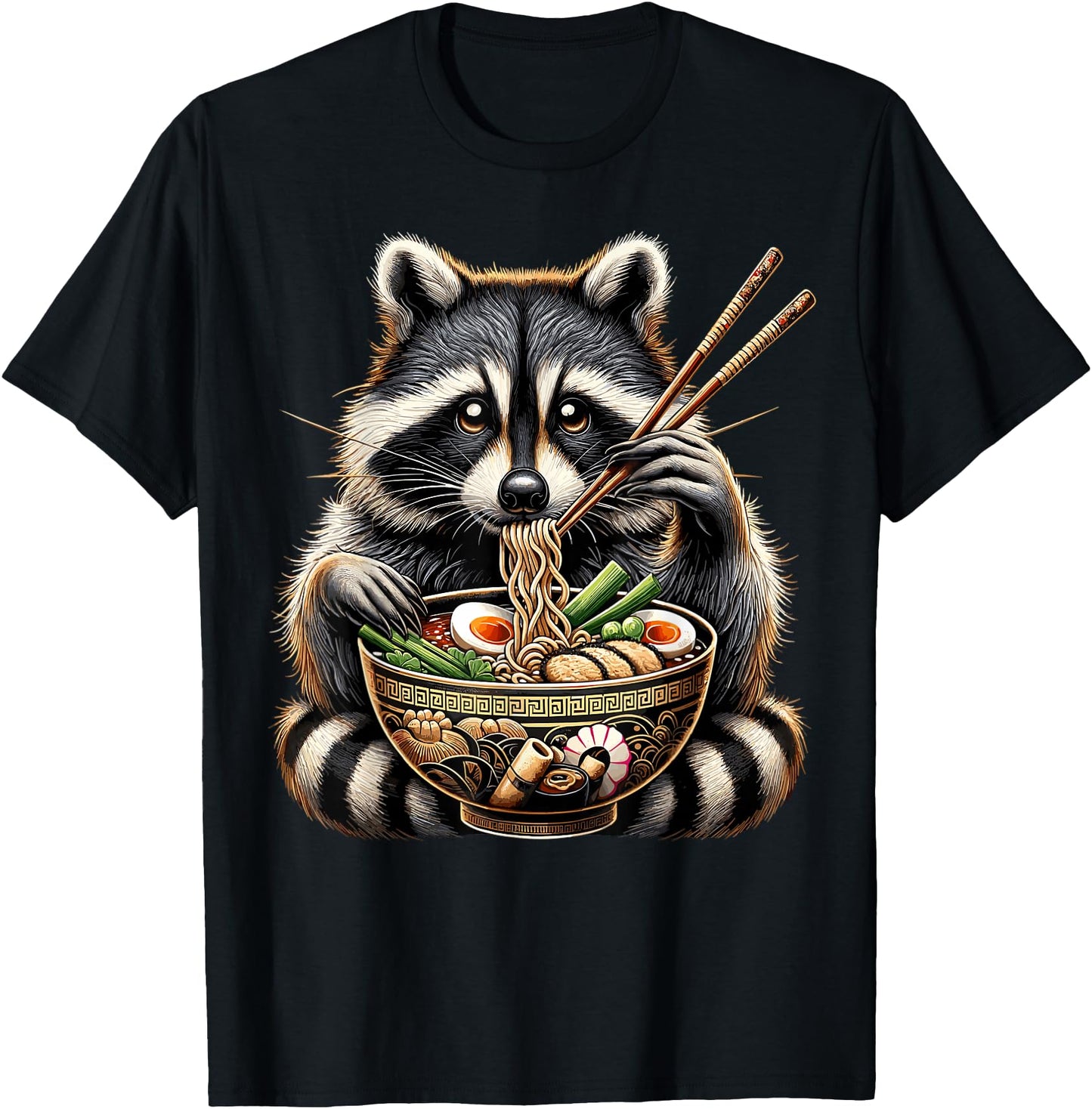 Raccoon Eating Japanese Noodles Kawaii Ramen Bowl Raccoon