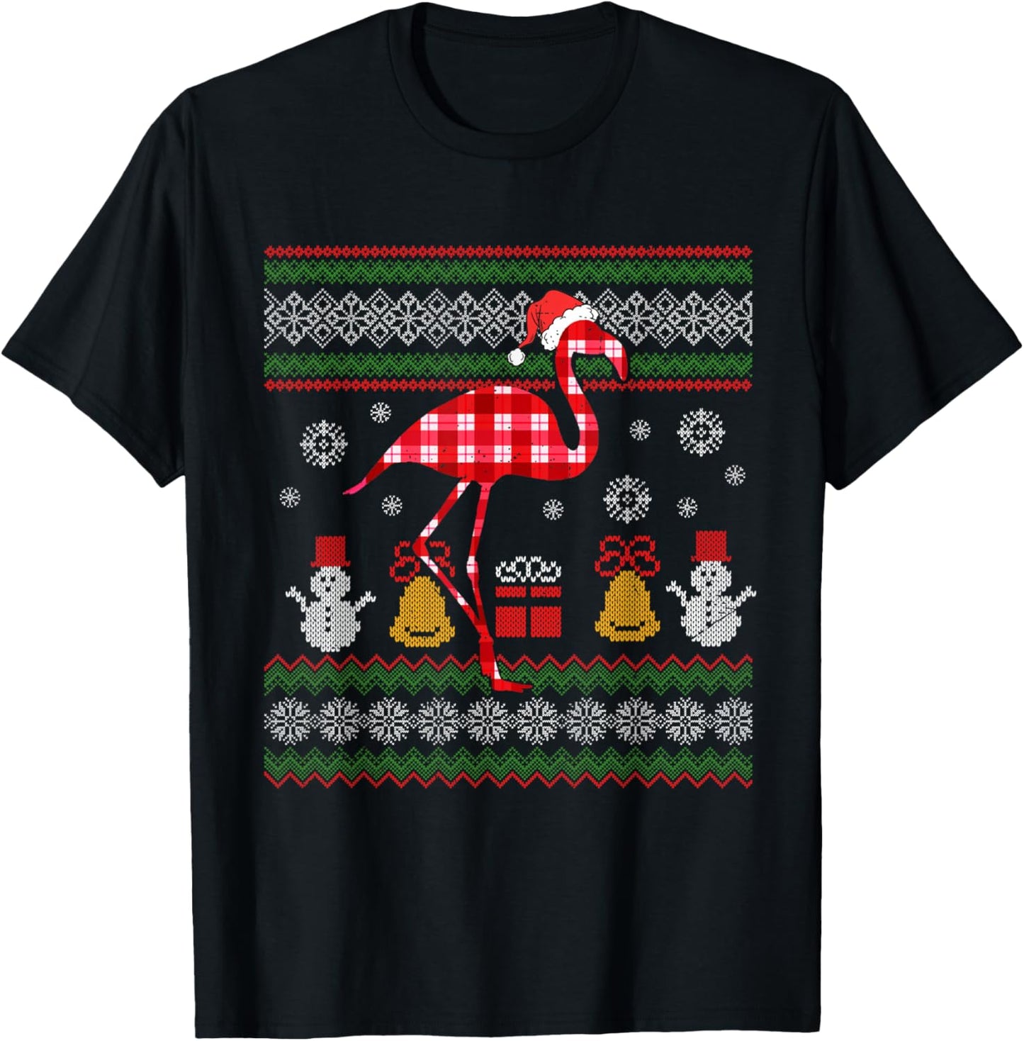 Flamingo Plaid Hat Santa Ugly Sweater Christmas Xmas Animal