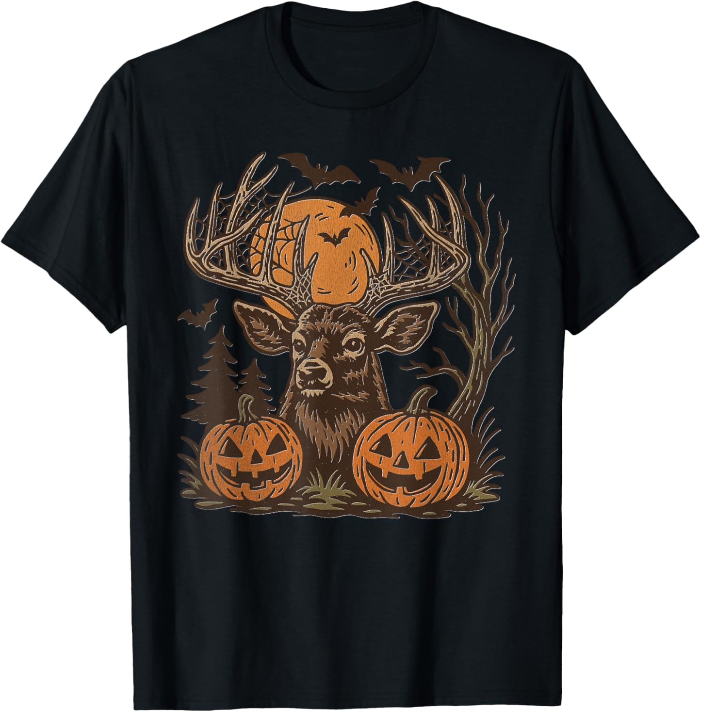 Halloween Deer Buck with Pumpkin Antlers Fall Spooky Night