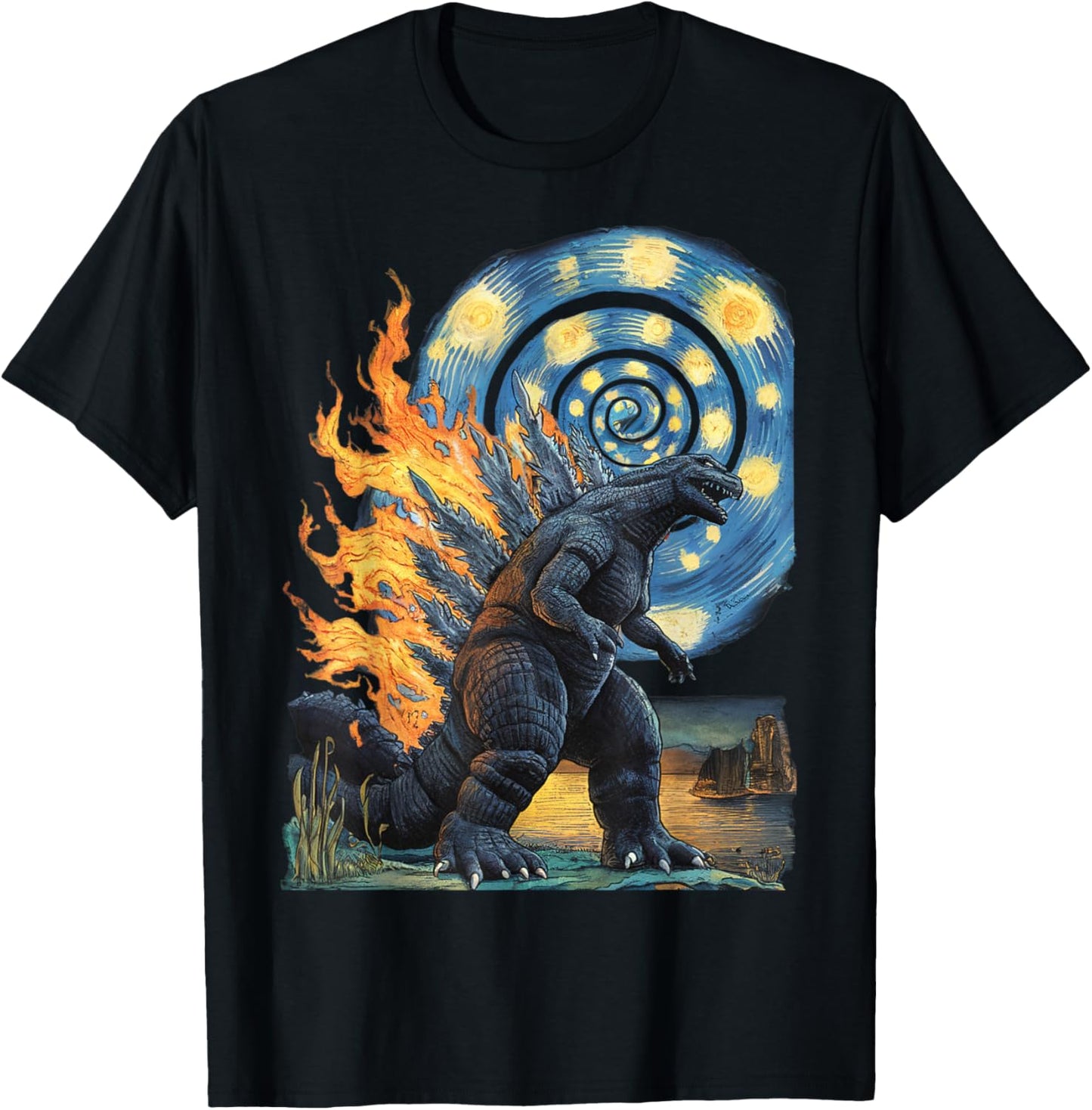 Kaiju Starry Night Japanese Art Anime Van Gogh Funny Gifts