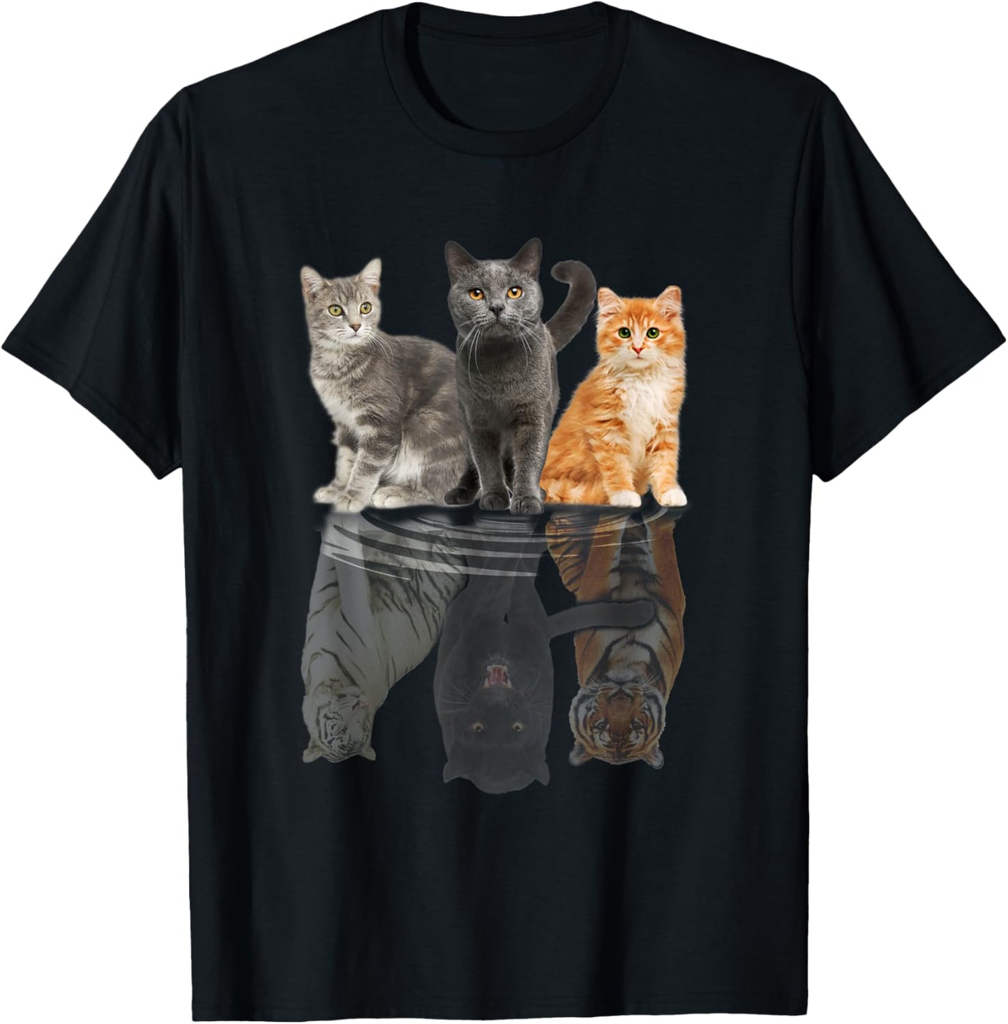 Cats Reflection Mirror Puma Cheetah Tiger Funny Cat Lover Men Women Kids T-Shirt