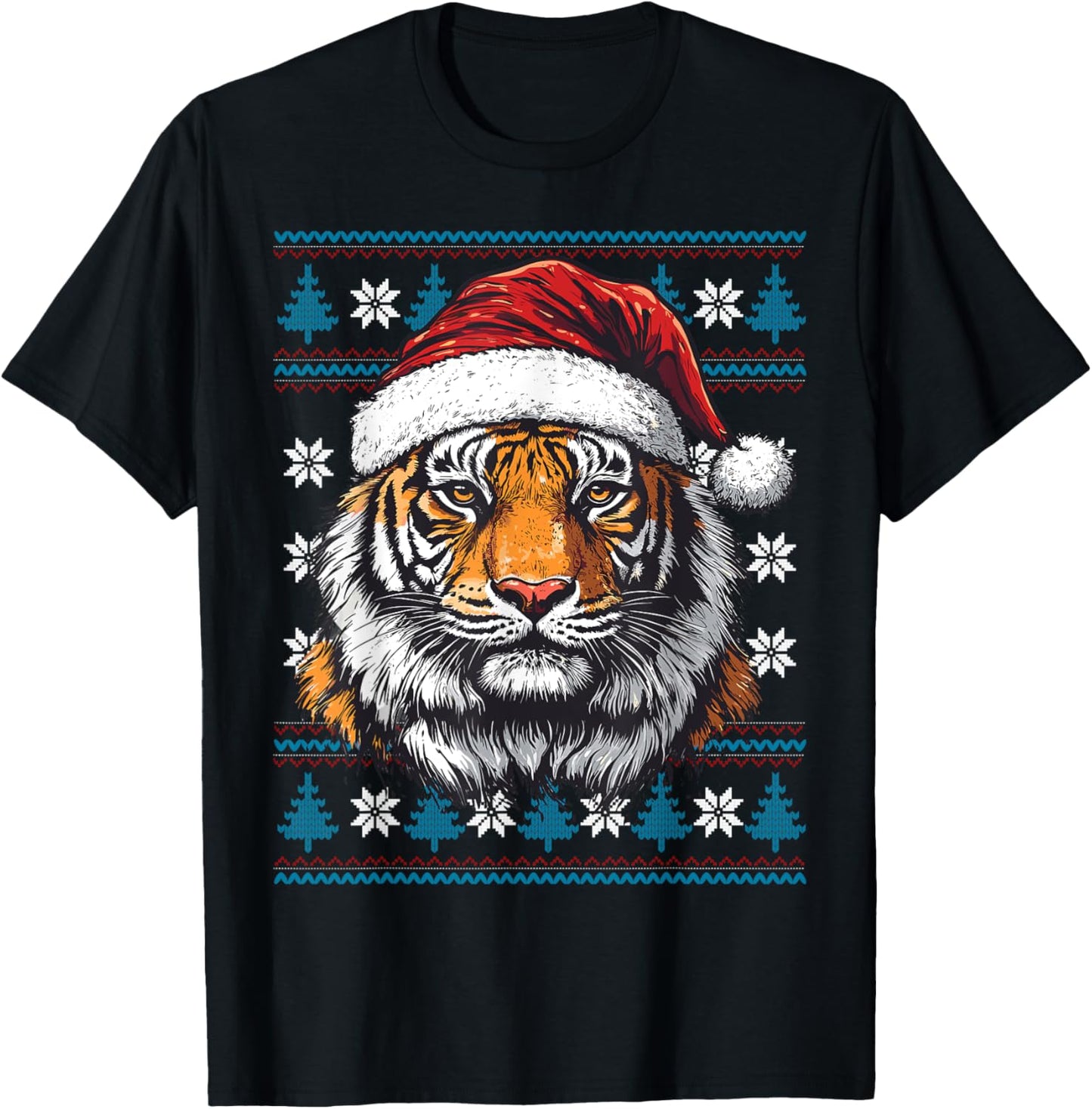 Tiger Santa Hat Ugly Christmas Sweater Tiger Lovers Holiday