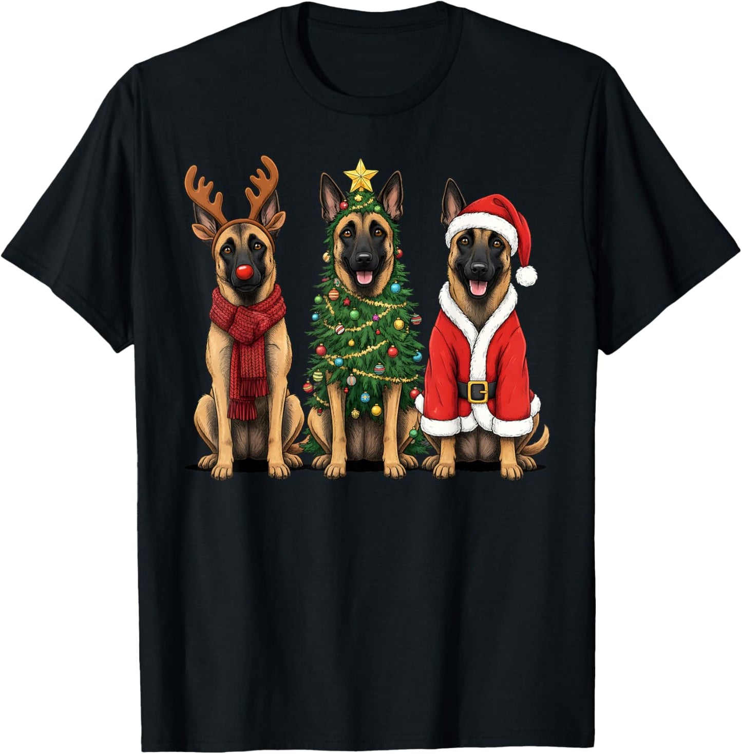 Retro Christmas Belgian Malinois Santa Reindeer Dog Lover