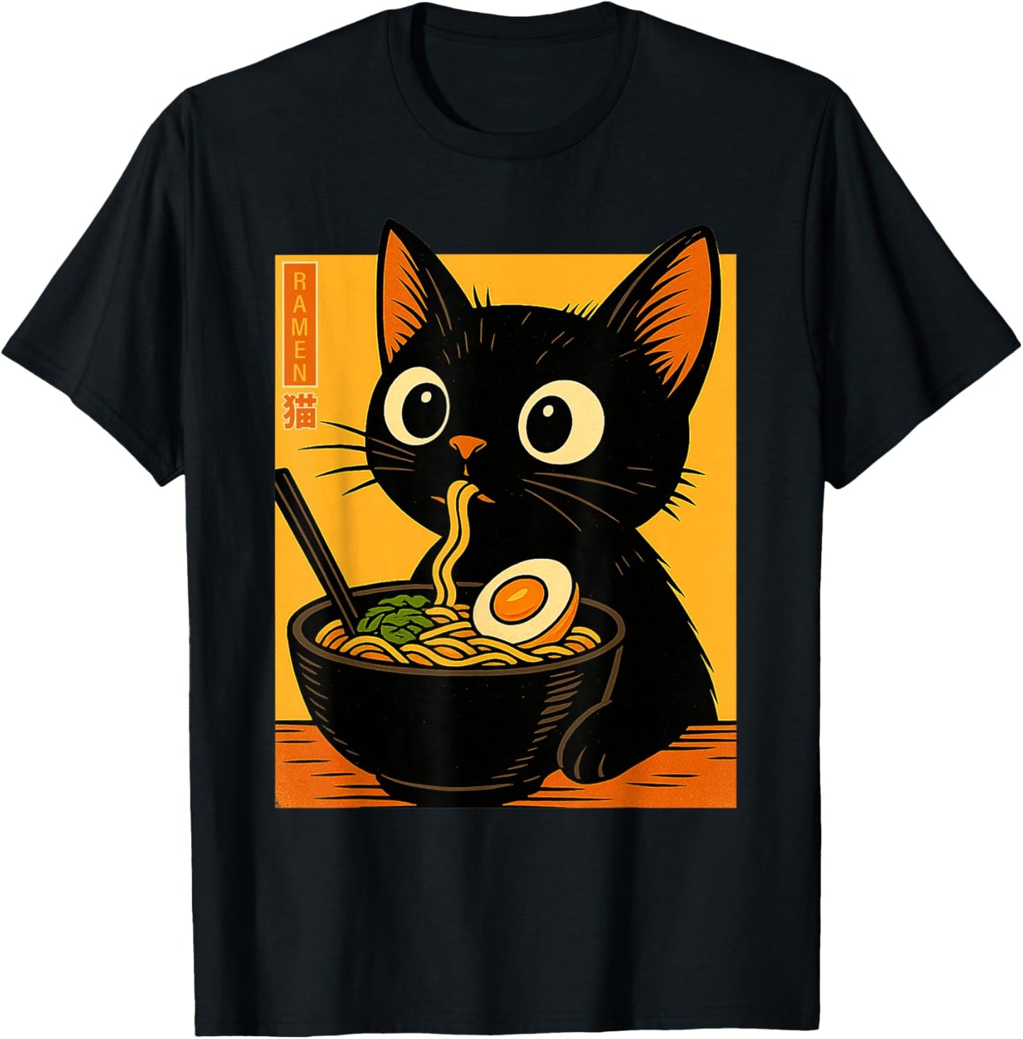 Anime Cat Ramen Japanese Funny Graphic Tees Kawaii Cat Lover