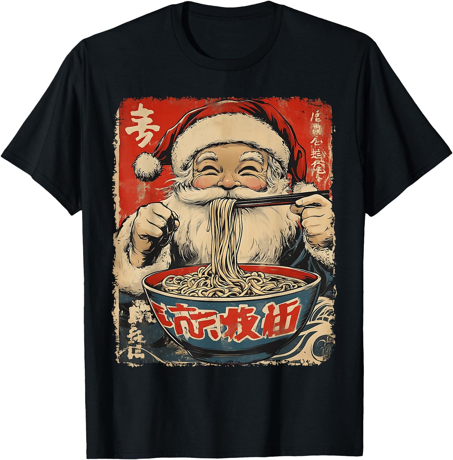 Santa Eating Ramen Noodles Ukiyo-e Inspired Christmas Pajama
