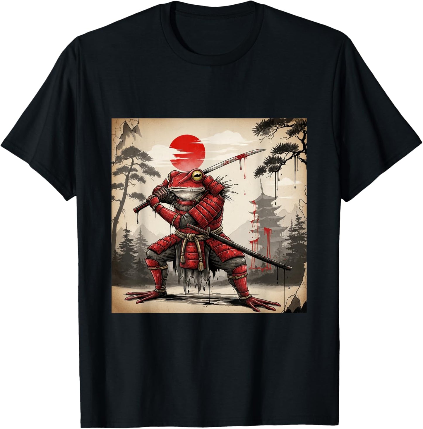 Samurai Frog Warrior Dark Japanese Mythology Design